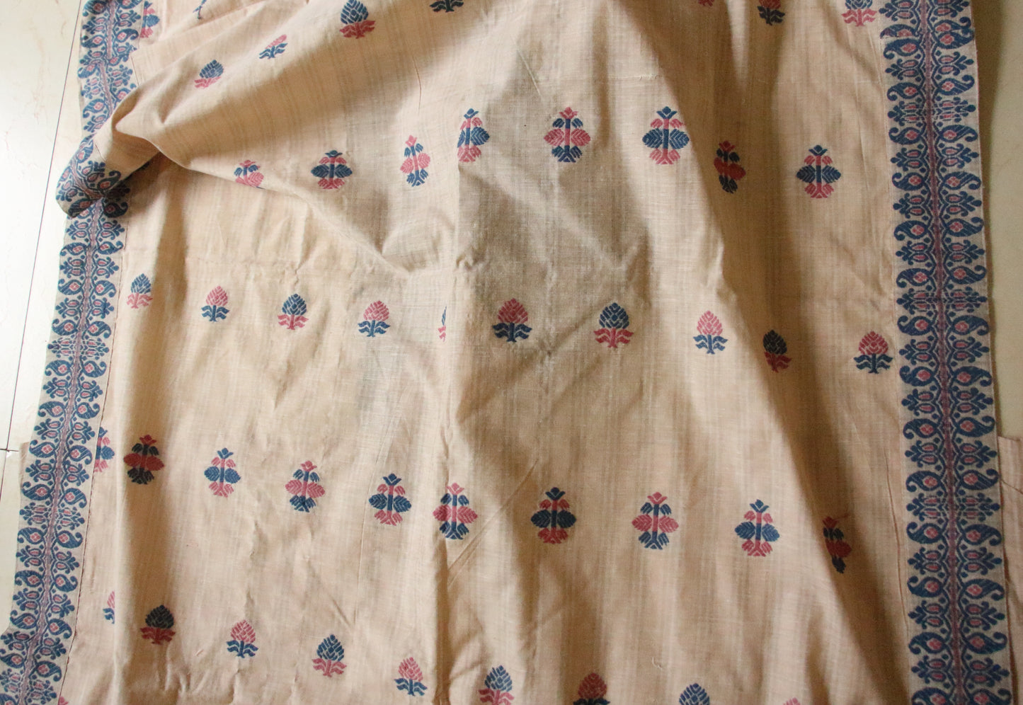 Soft Beige Tassar & Eri Silk Mekhla Chador Set from Assam