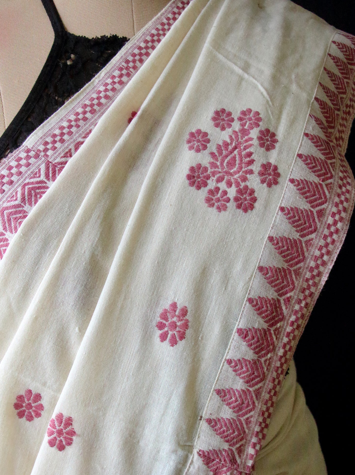 Eri Silk Saree in Natural Off White colour from Assam