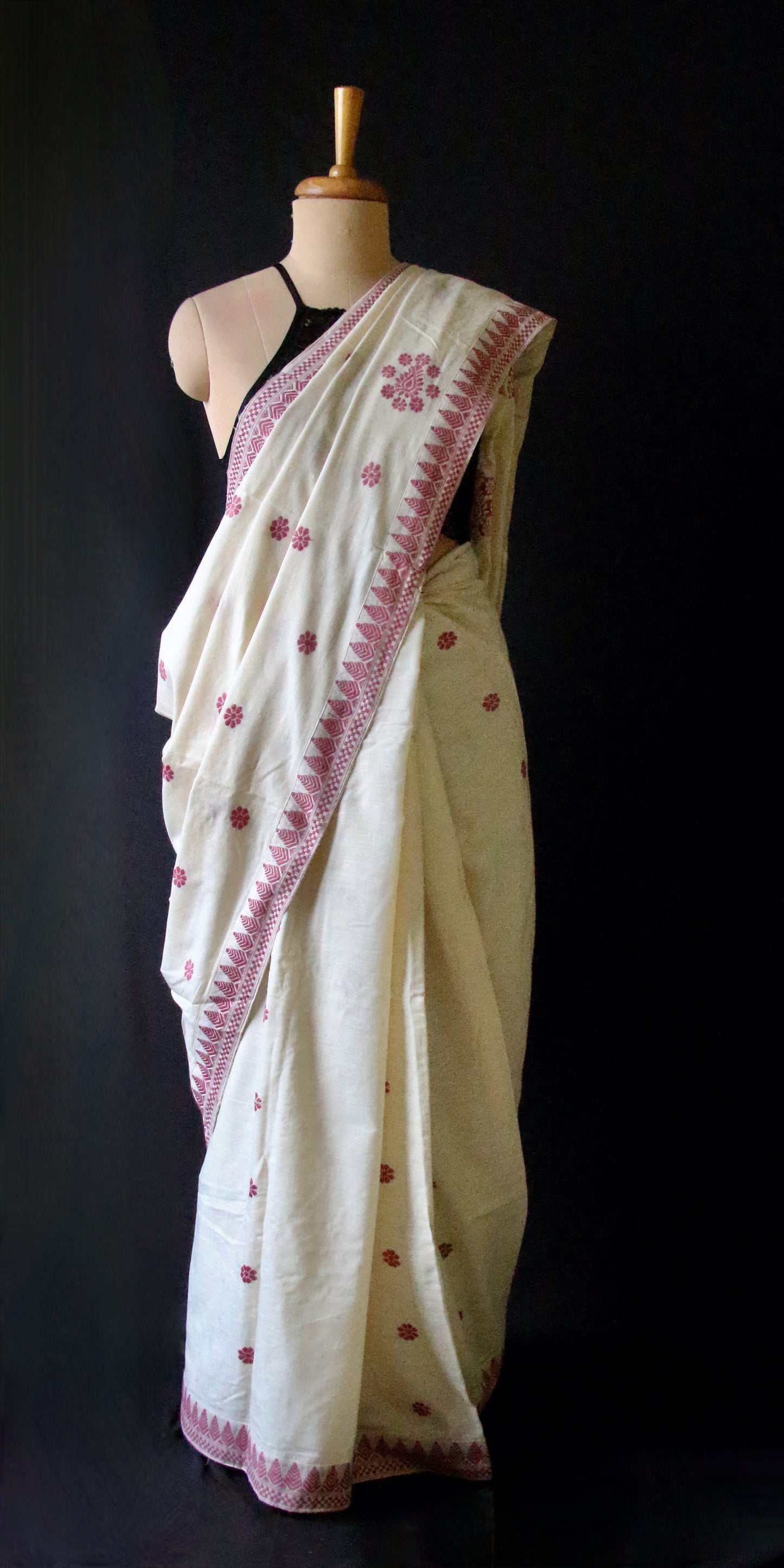 Eri Silk Saree in Natural Off White colour from Assam