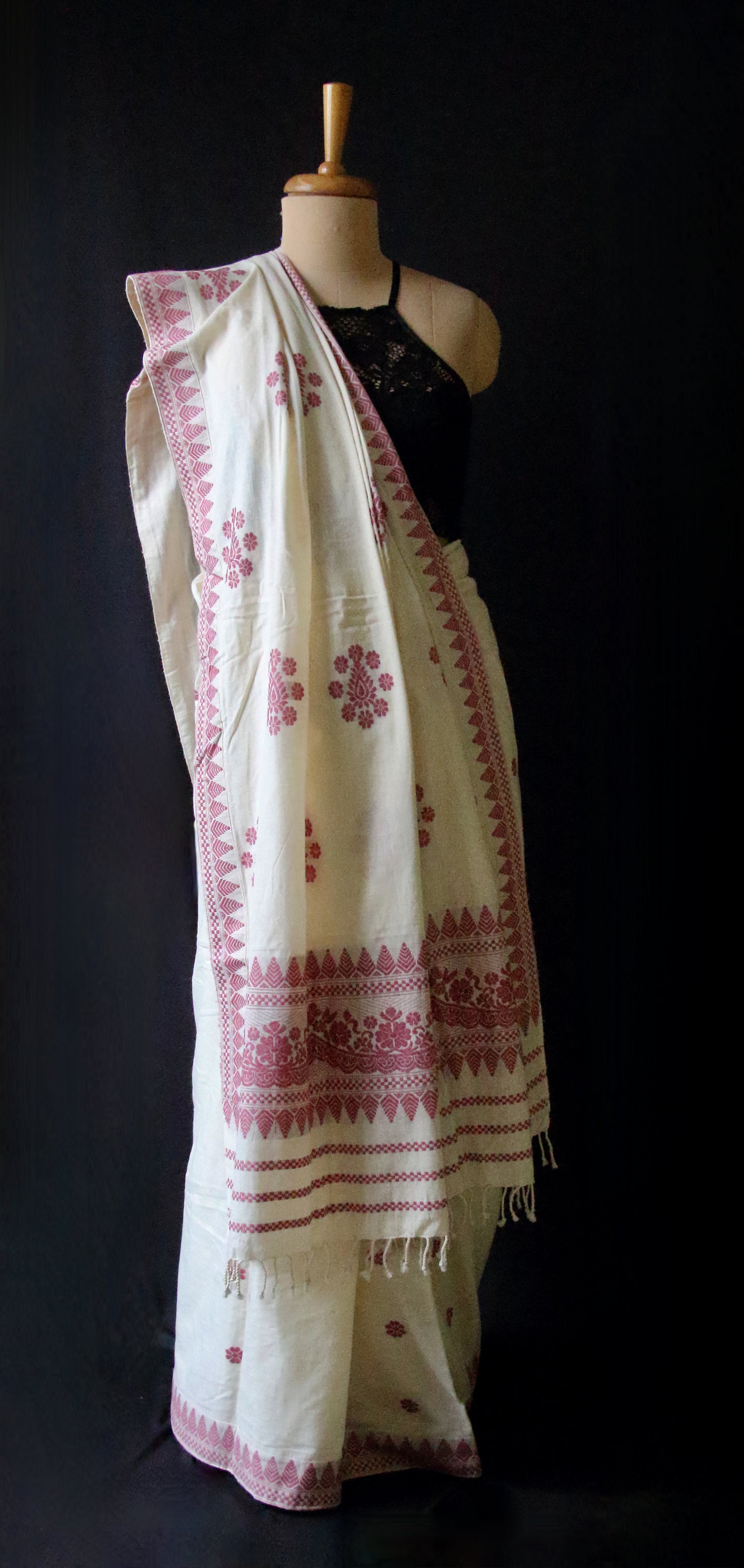 Eri Silk Saree in Natural Off White colour from Assam