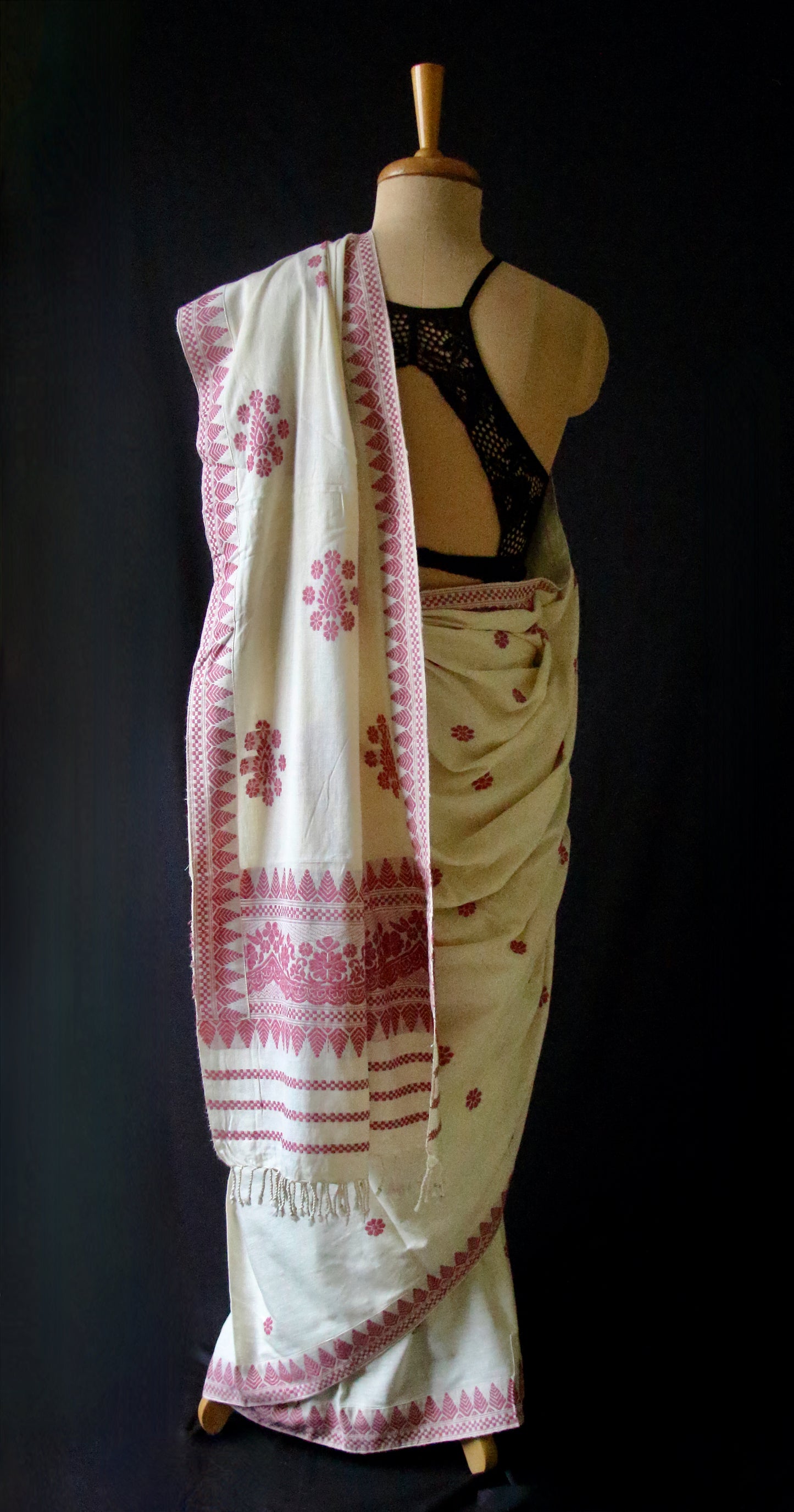 Eri Silk Saree in Natural Off White colour from Assam