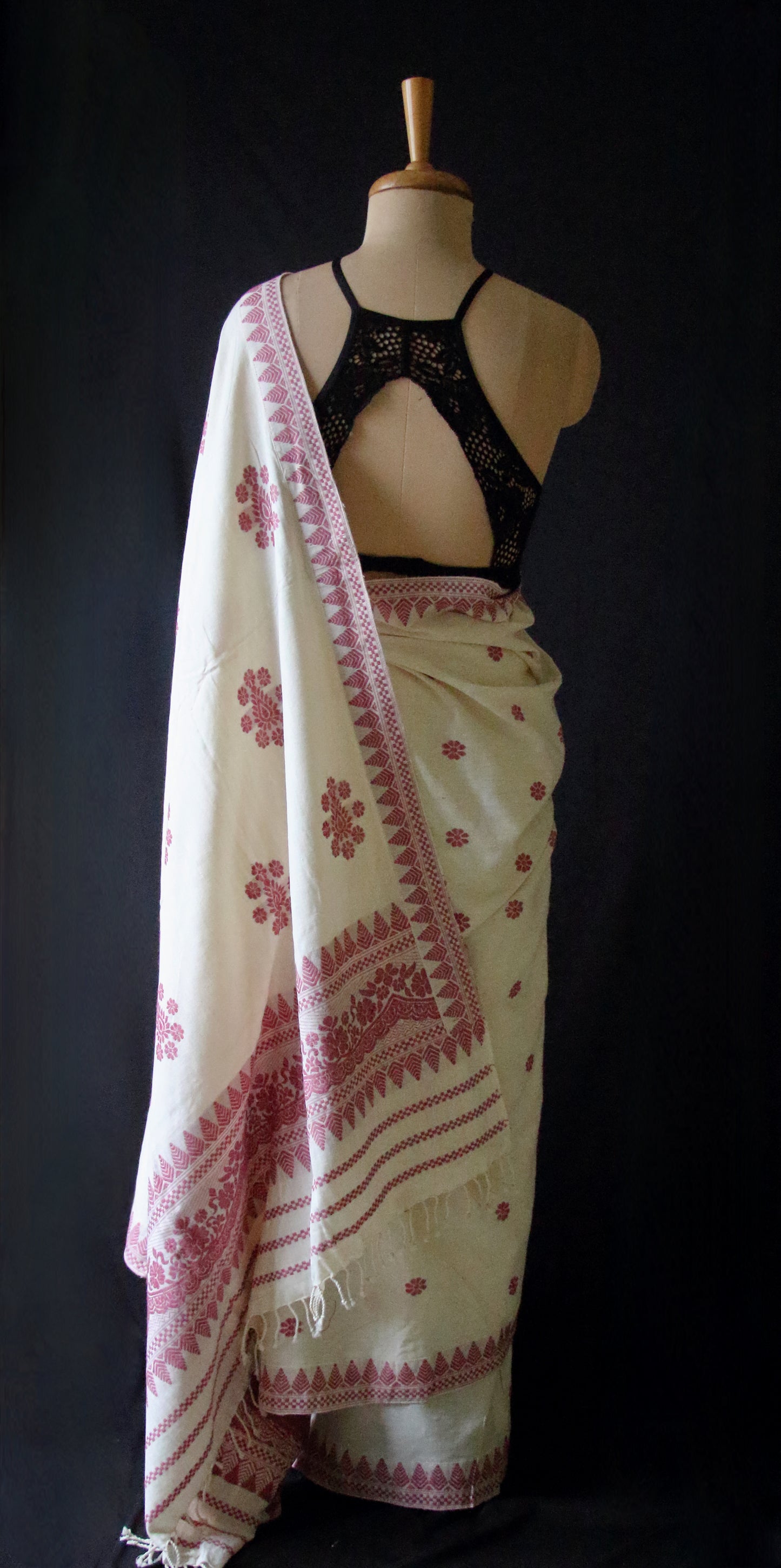 Eri Silk Saree in Natural Off White colour from Assam