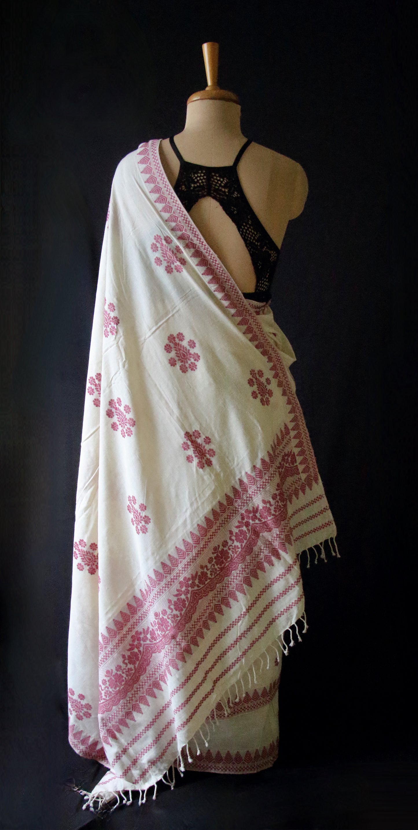 Eri Silk Saree in Natural Off White colour from Assam