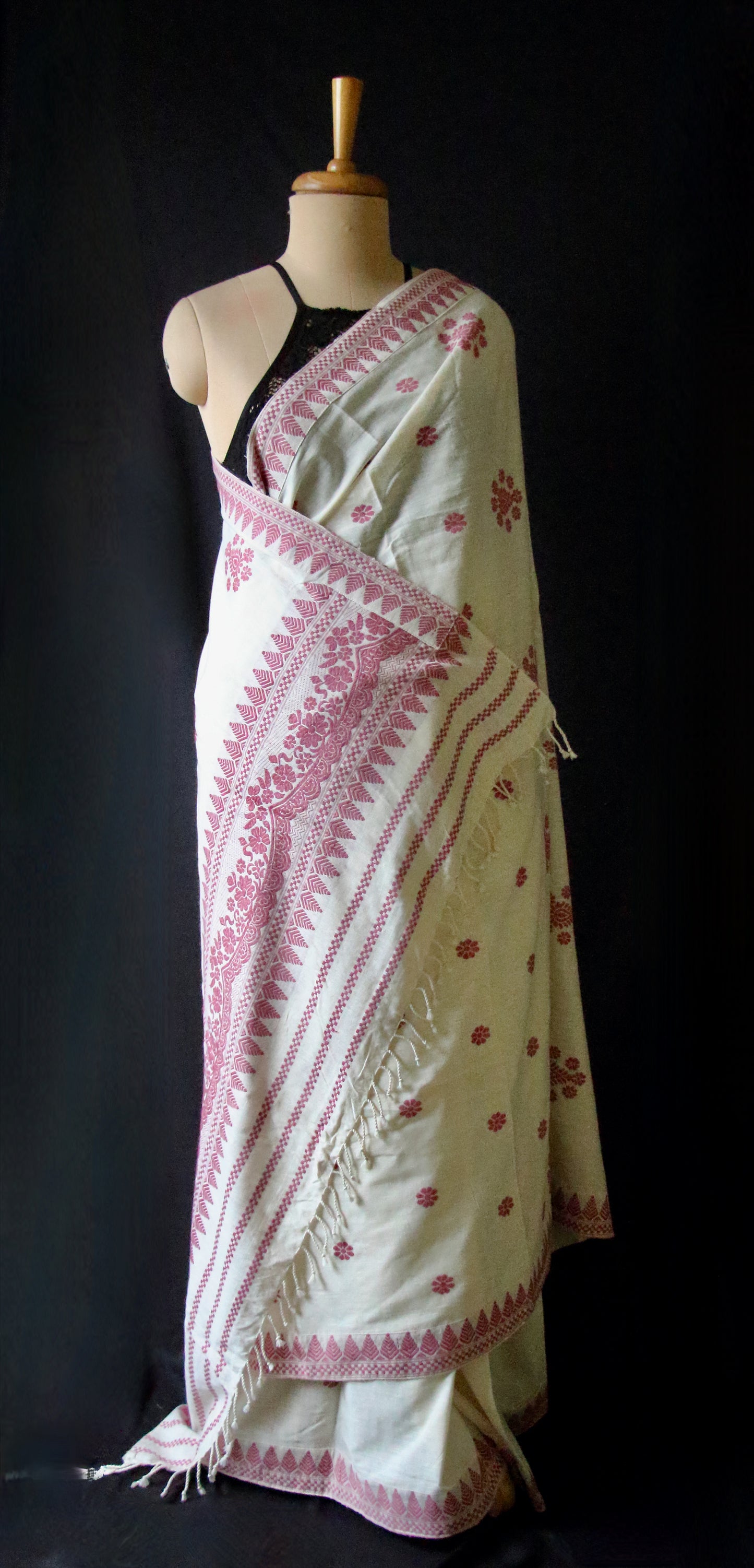 Eri Silk Saree in Natural Off White colour from Assam