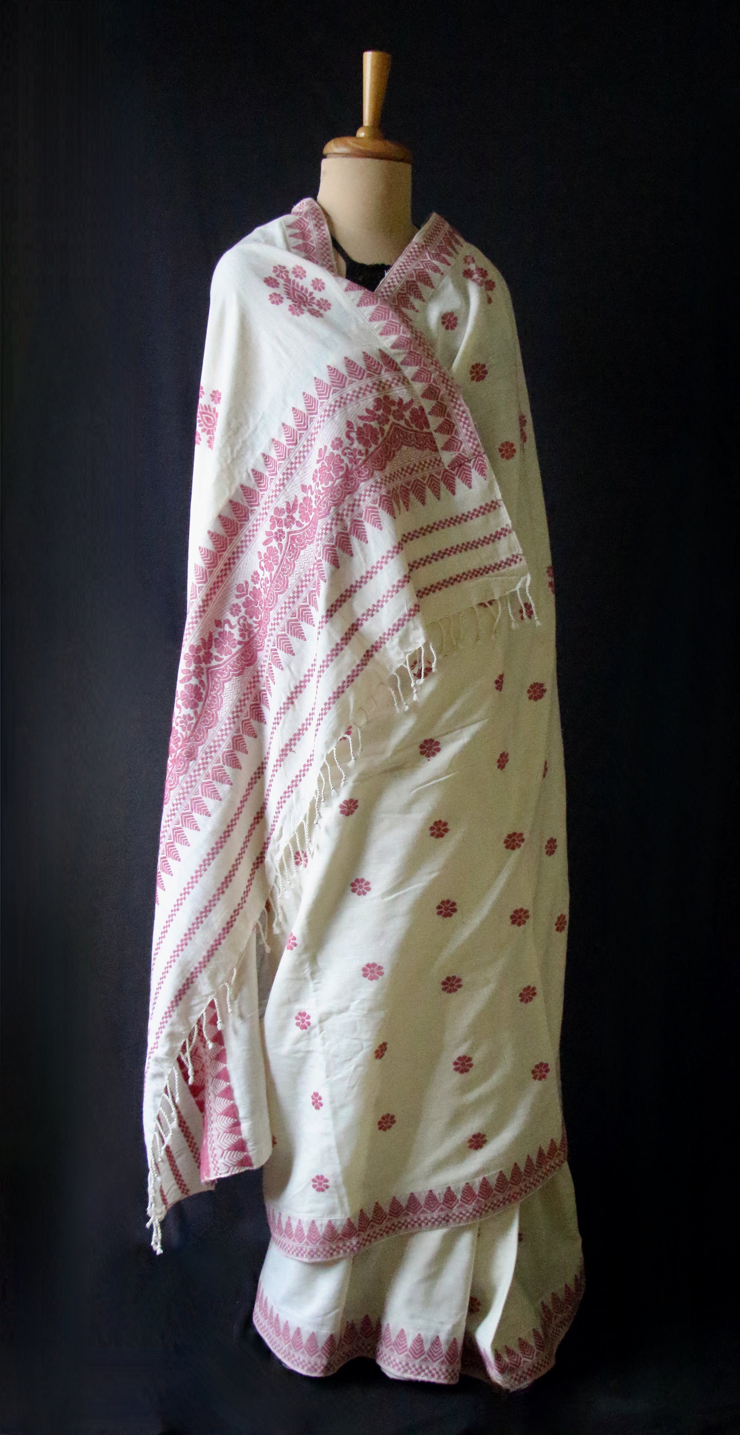 Eri Silk Saree in Natural Off White colour from Assam