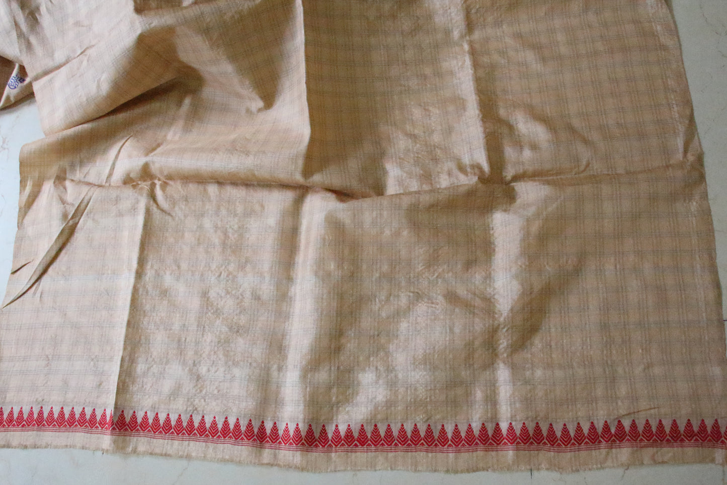 Handloom Tassar Silk Sari with traditional motifs from Assam
