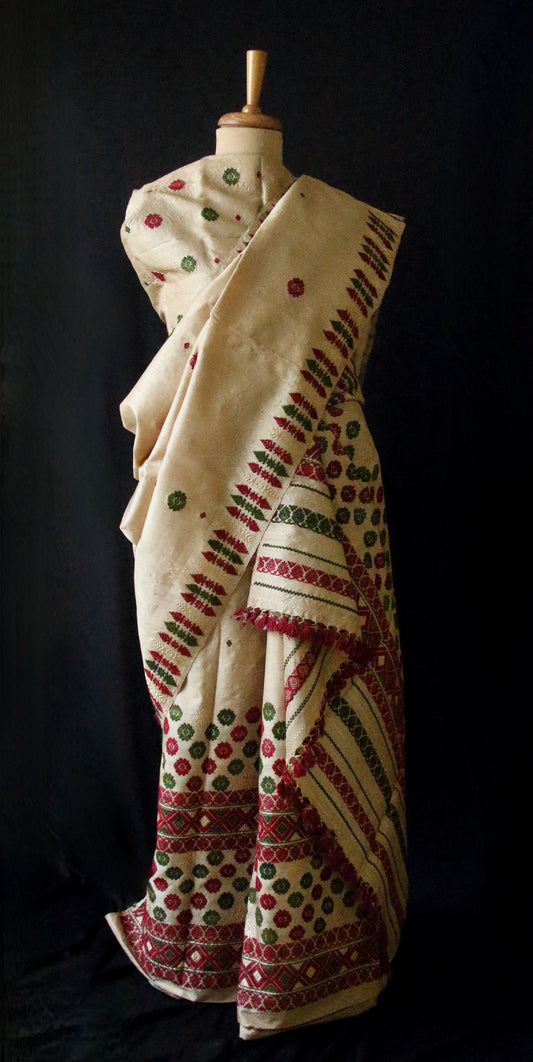 Tassar Silk by Muga Silk  Mekhela Chador Set from Assam