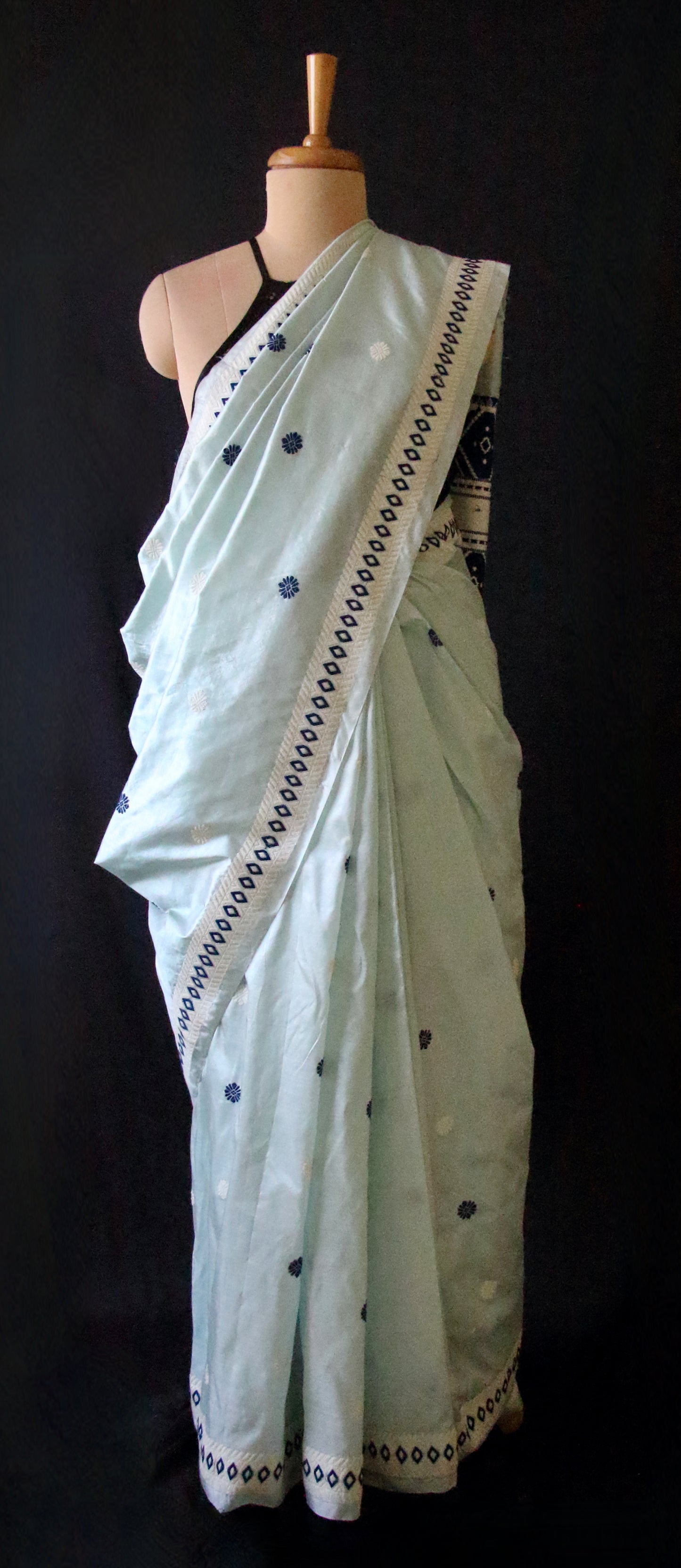 Soft Blue Colour Handloom Mulberry Silk Saree from Assam