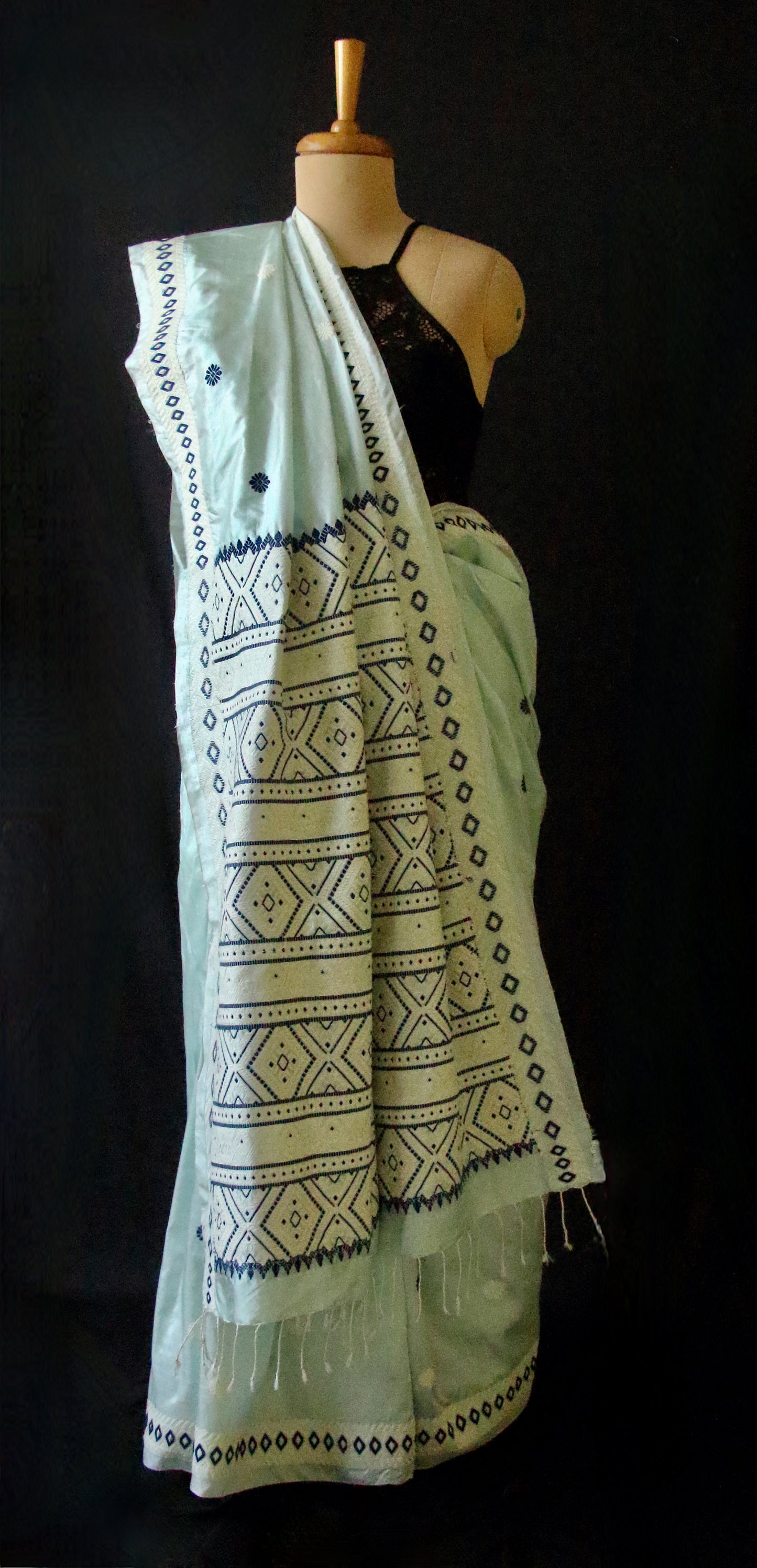 Soft Blue Colour Handloom Mulberry Silk Saree from Assam