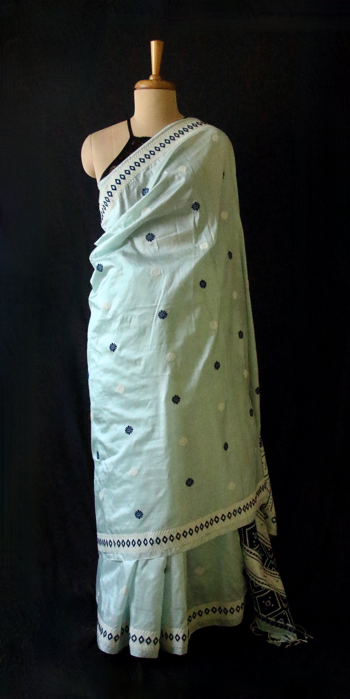 Soft Blue Colour Handloom Mulberry Silk Saree from Assam
