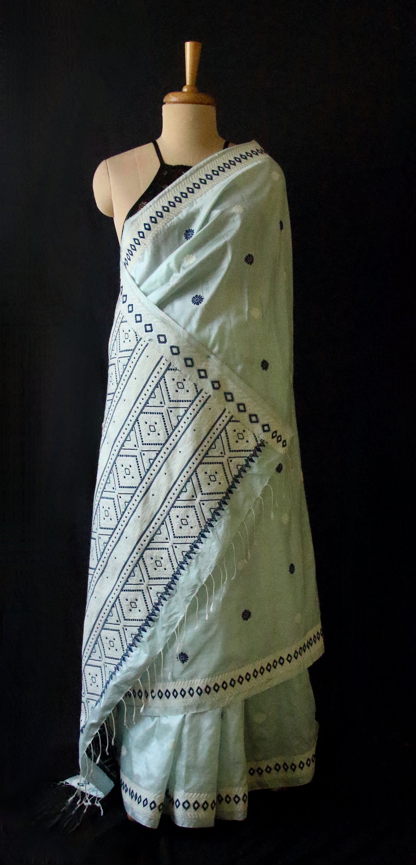 Soft Blue Colour Handloom Mulberry Silk Saree from Assam