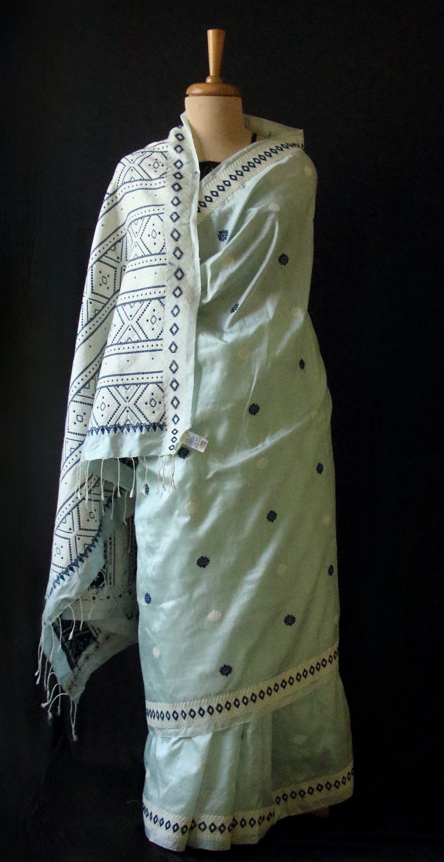 Soft Blue Colour Handloom Mulberry Silk Saree from Assam