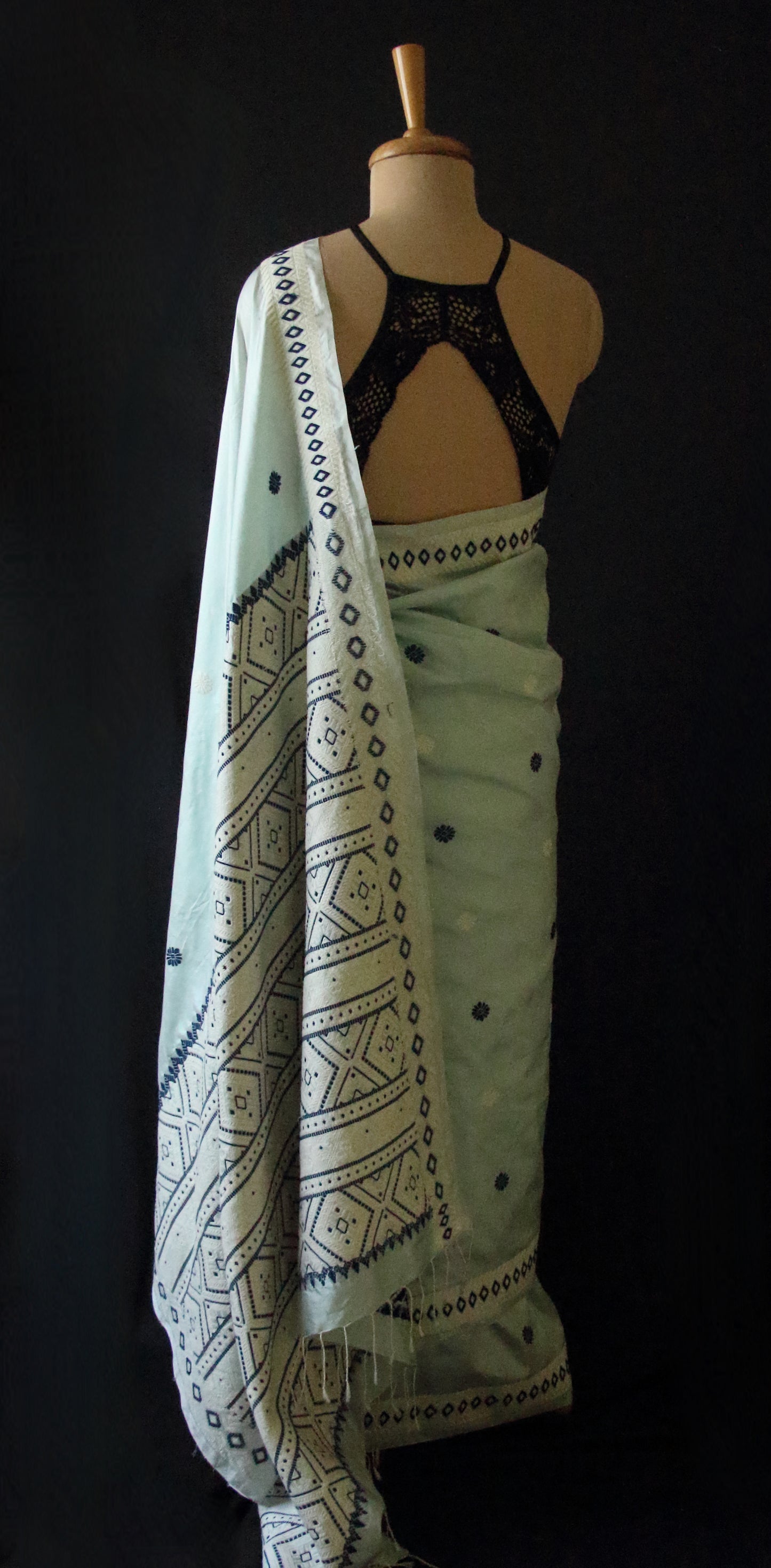 Soft Blue Colour Handloom Mulberry Silk Saree from Assam