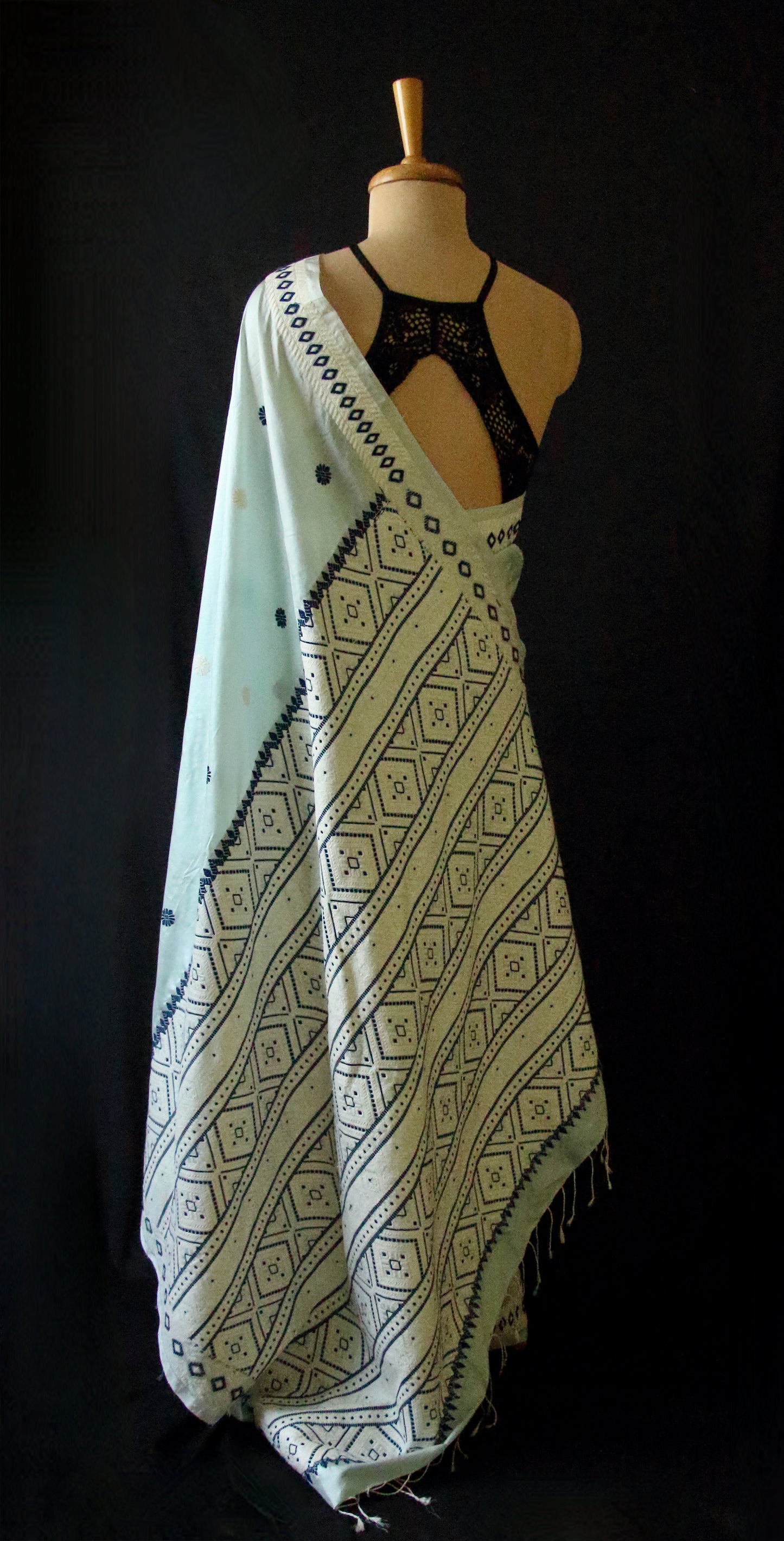 Soft Blue Colour Handloom Mulberry Silk Saree from Assam
