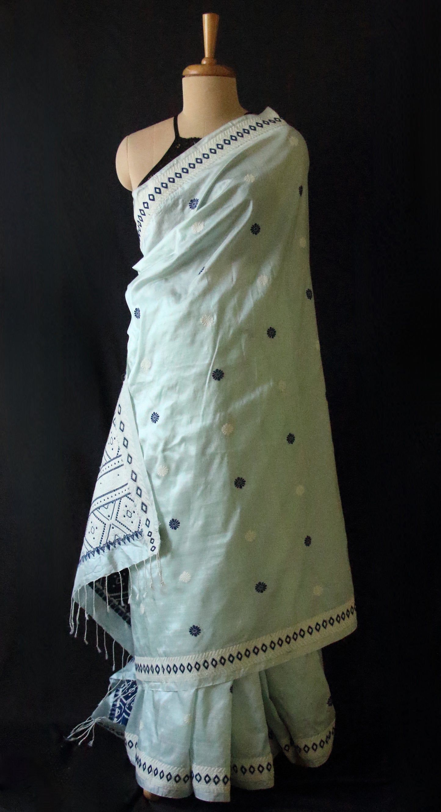 Soft Blue Colour Handloom Mulberry Silk Saree from Assam
