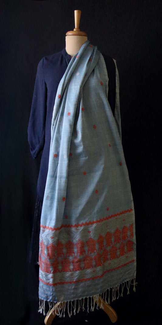 Handwoven Natural Dyed Eri Silk Dupatta / Wrap  from Assam