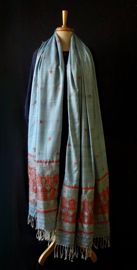 Handwoven Natural Dyed Eri Silk Dupatta / Wrap  from Assam