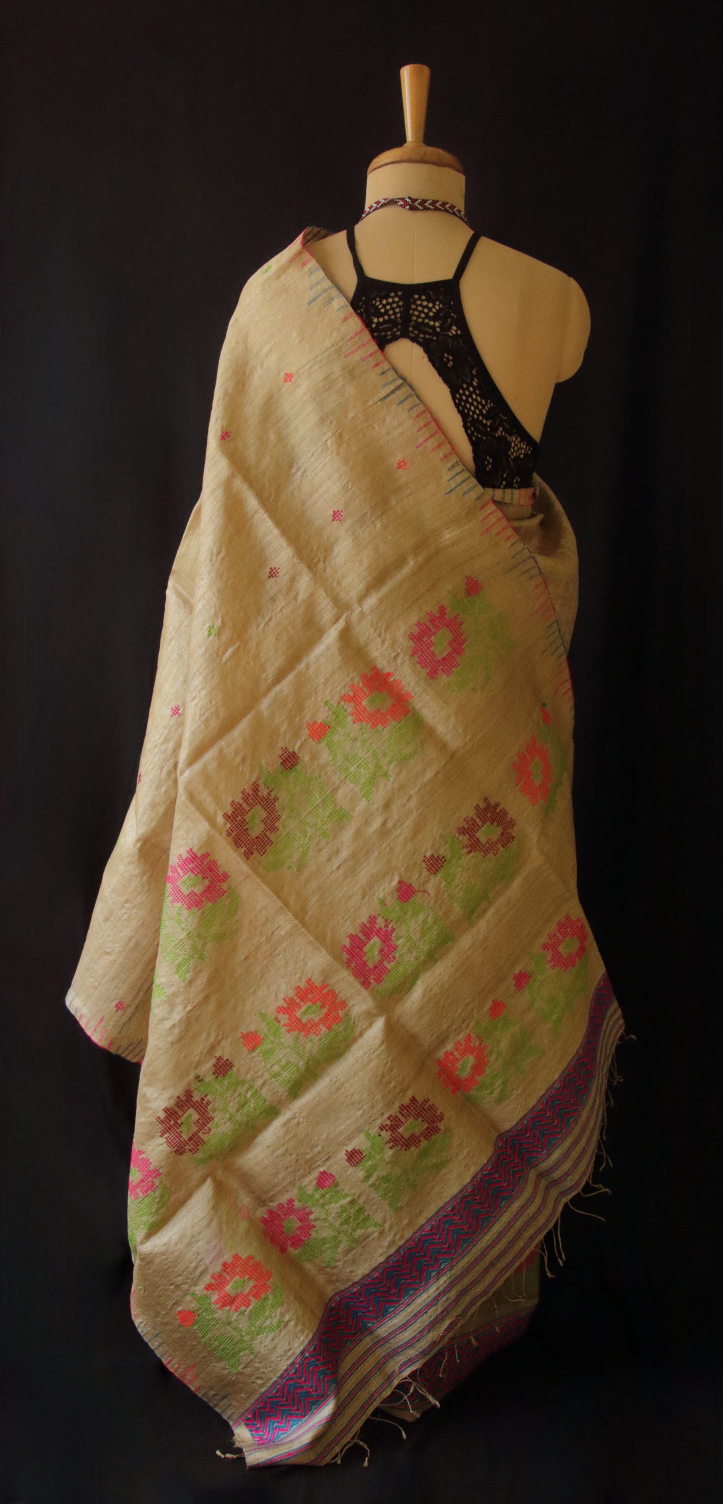 Muga Silk Contemporary Design Mekhela Chador Set from Assam