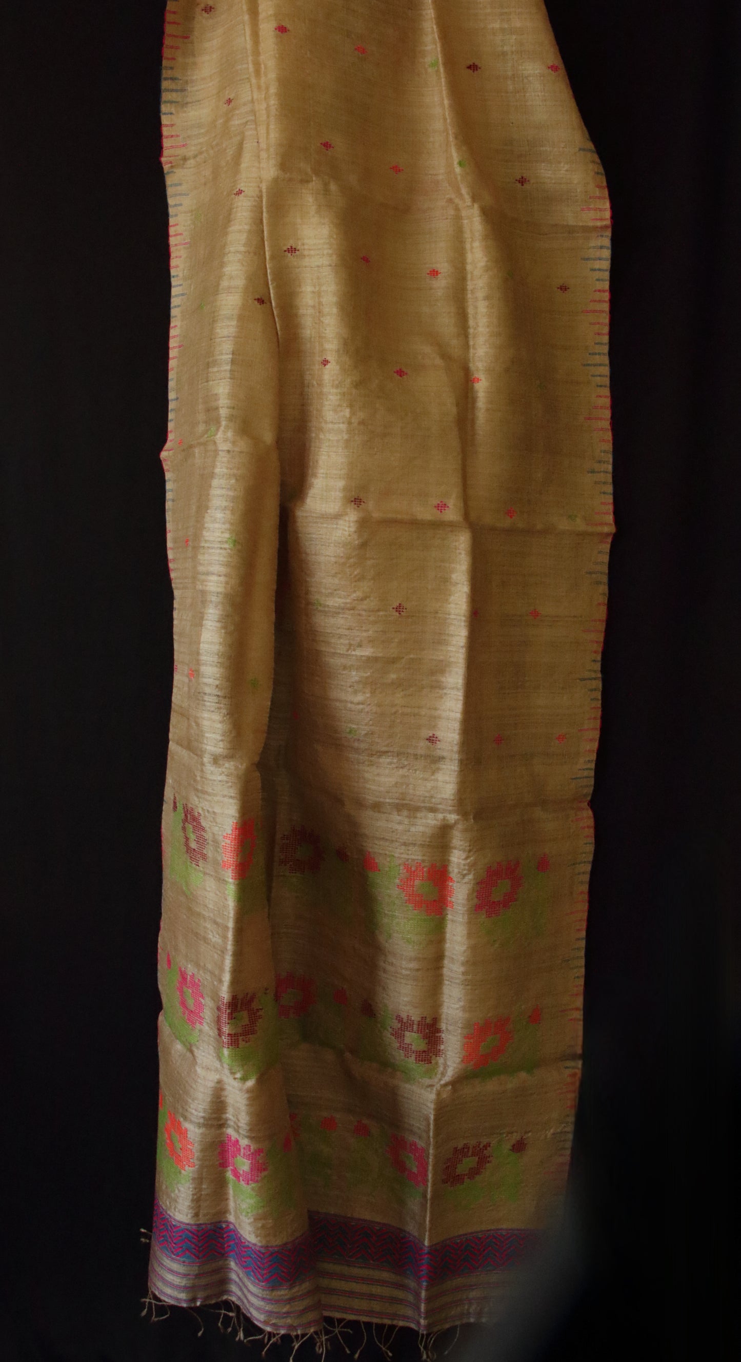 Muga Silk Contemporary Design Mekhela Chador Set from Assam