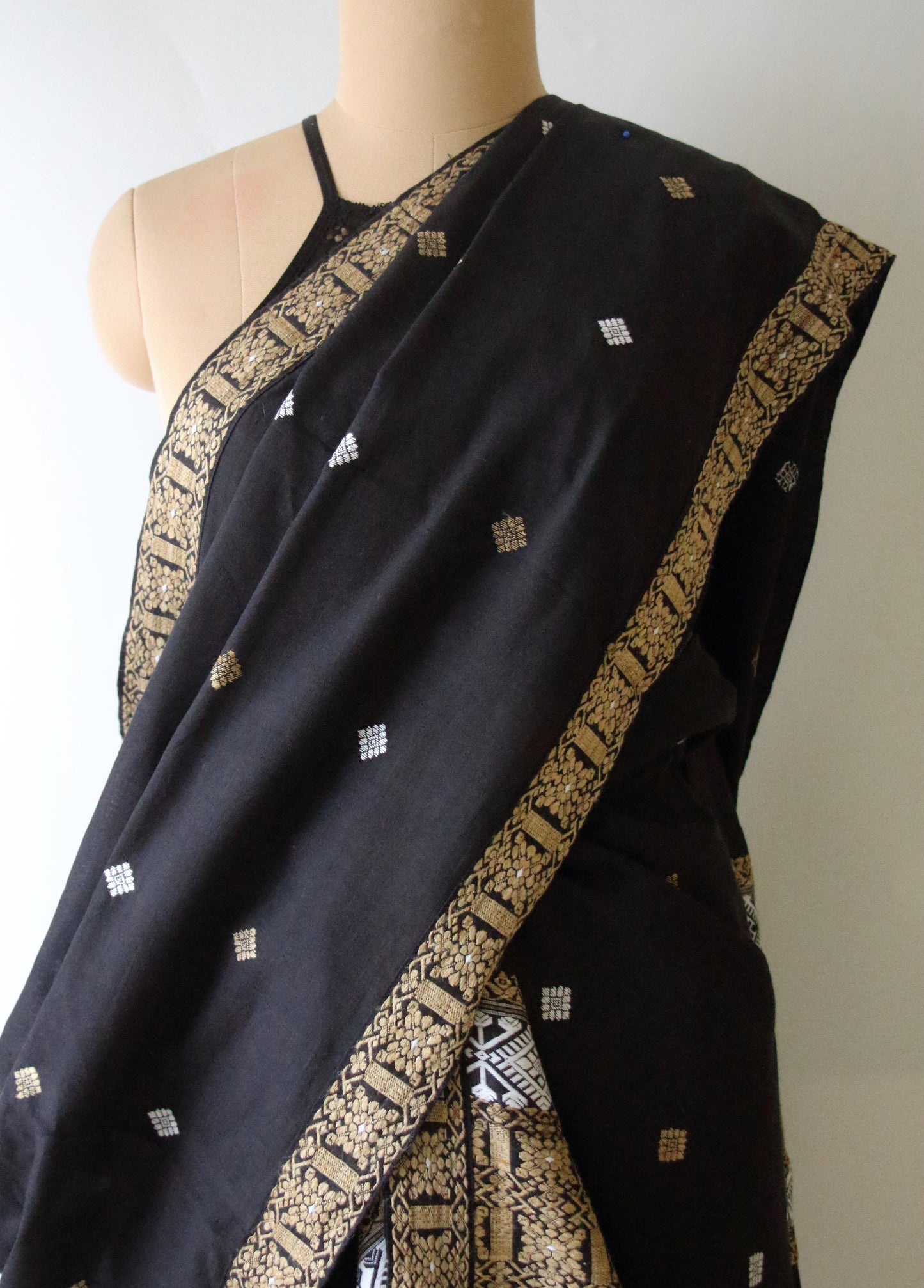 Natural Dyed Cotton Handloom Mekhela Chador Set from Assam