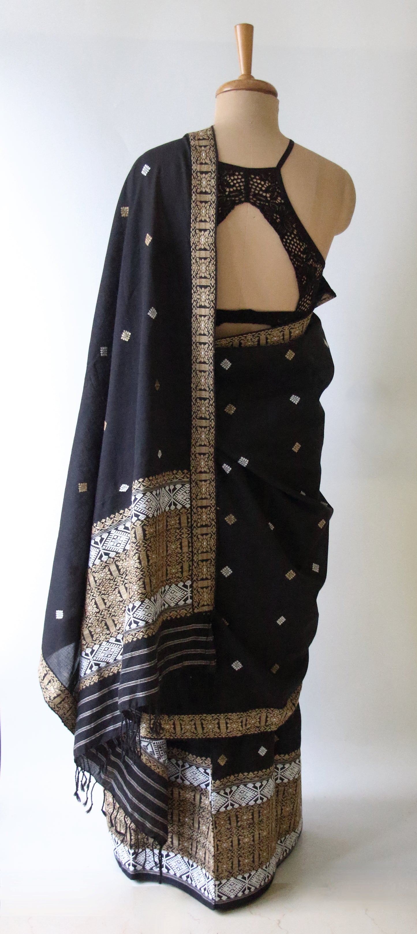 Natural Dyed Cotton Handloom Mekhela Chador Set from Assam