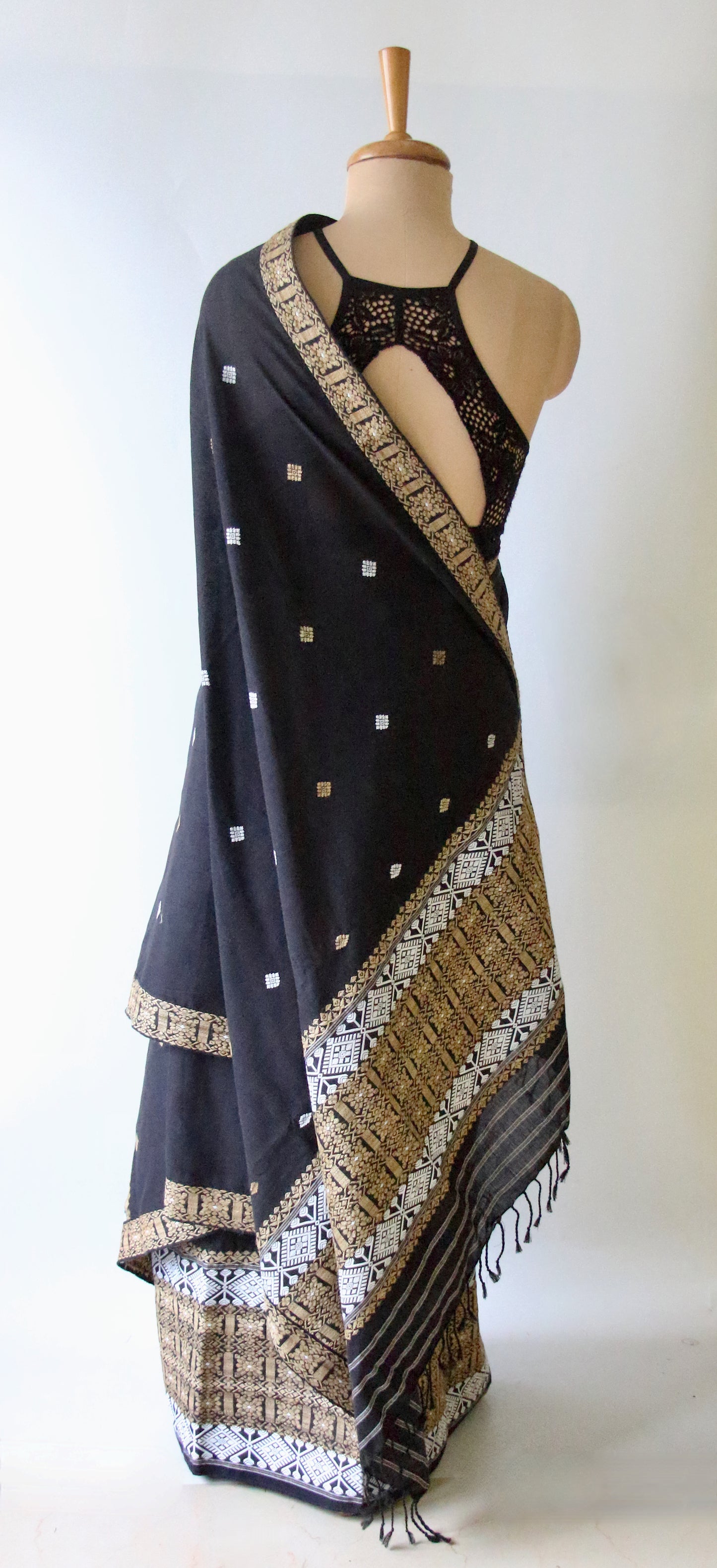Natural Dyed Cotton Handloom Mekhela Chador Set from Assam