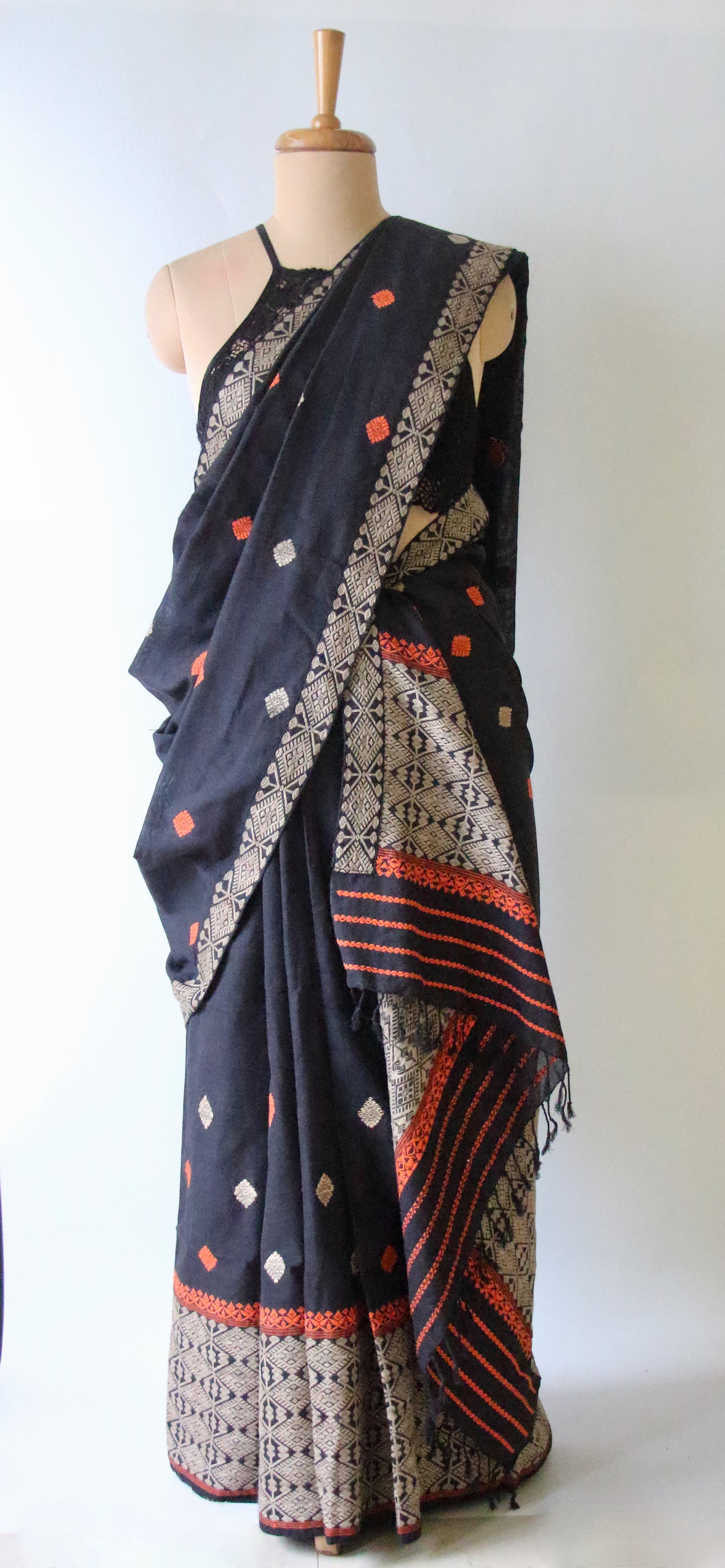Natural Dyed Cotton  Handloom Mekhela Chador Set from Assam