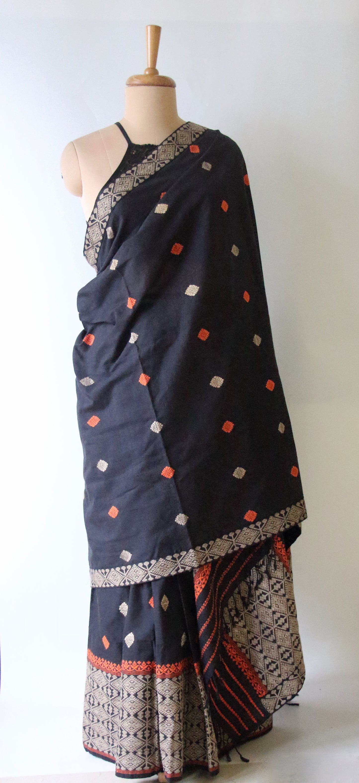 Natural Dyed Cotton  Handloom Mekhela Chador Set from Assam