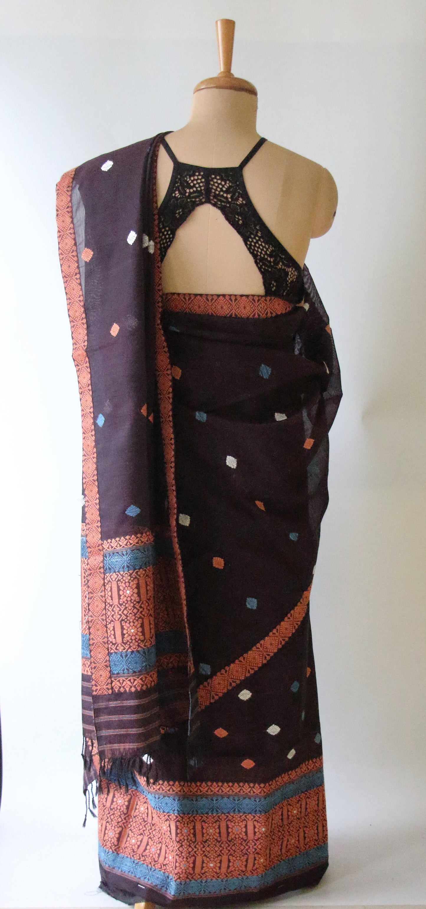 Natural Dyed Purple Cotton Silk Handloom Mekhela Chador Set