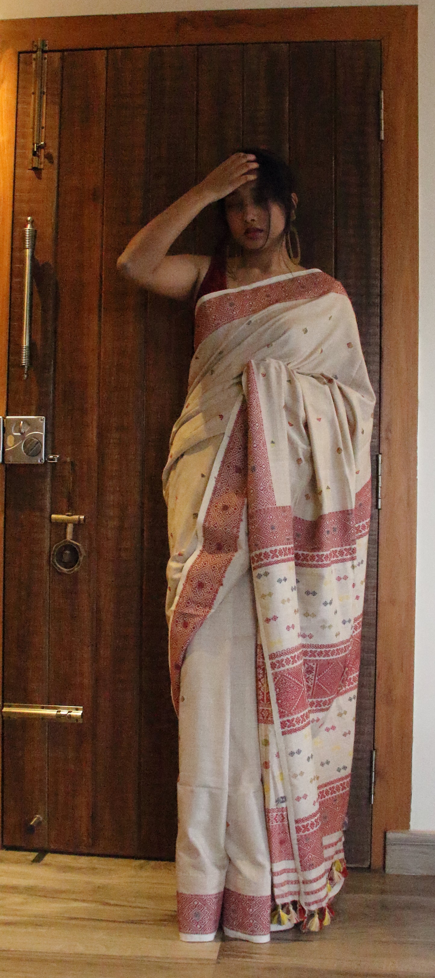 Natural Dyed Handloom Eri Silk Saree from Assam , India