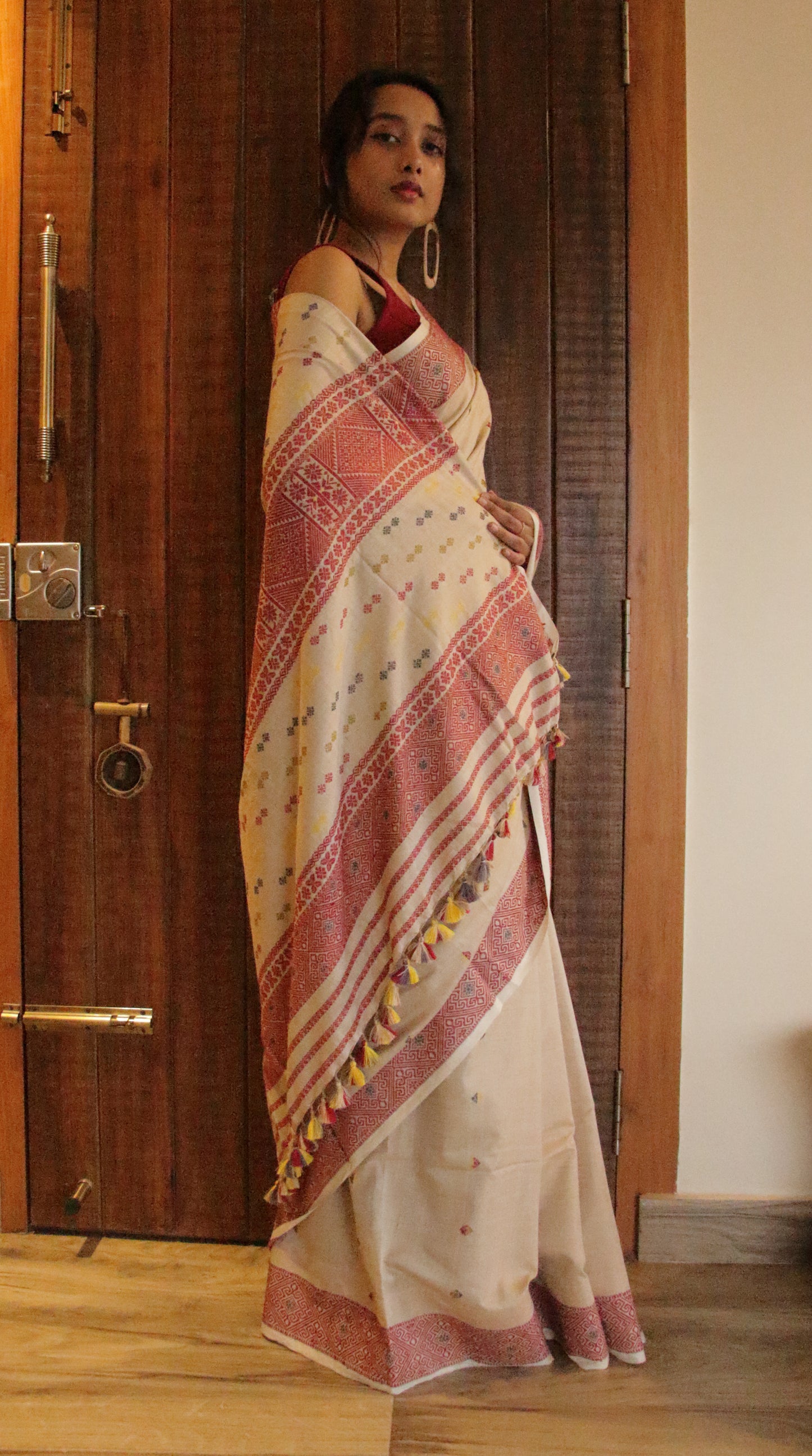 Natural Dyed Handloom Eri Silk Saree from Assam , India