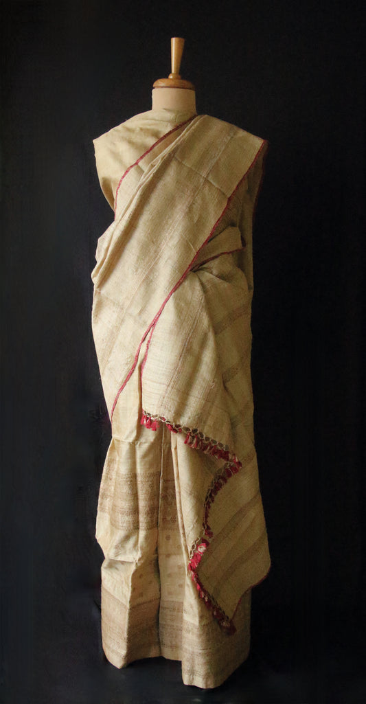 Authentic Muga Silk  Mekhela Chador Set from Assam