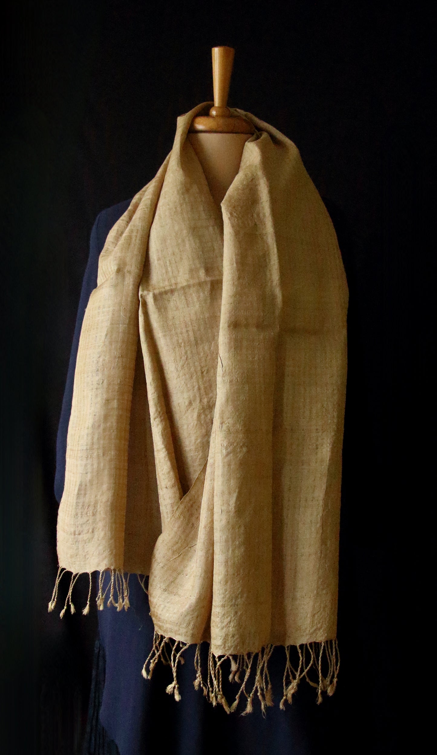 Luxurious Muga Silk Scarf / Stole in Check Effect / handwoven from Assam