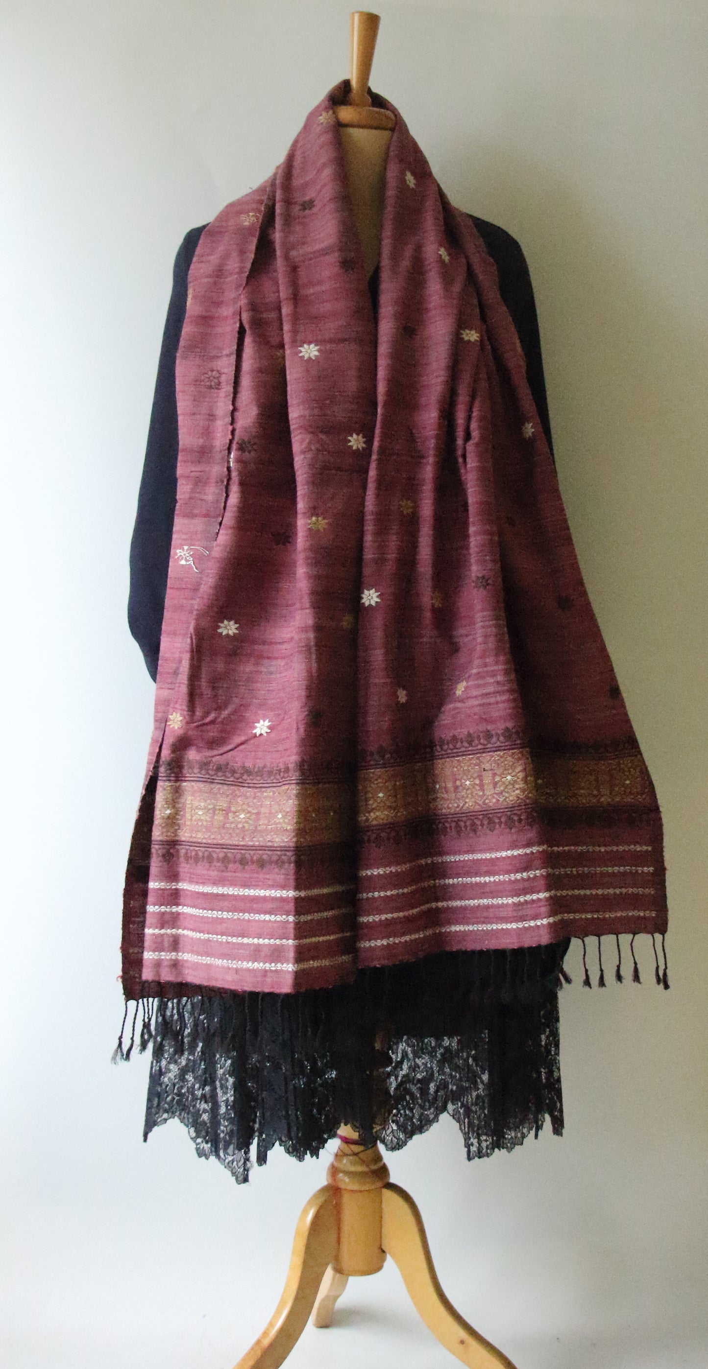 Natural dyed  Eri Silk Handwoven Scarf / Stole from Assam