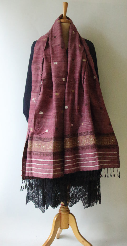 Natural dyed  Eri Silk Handwoven Scarf / Stole from Assam