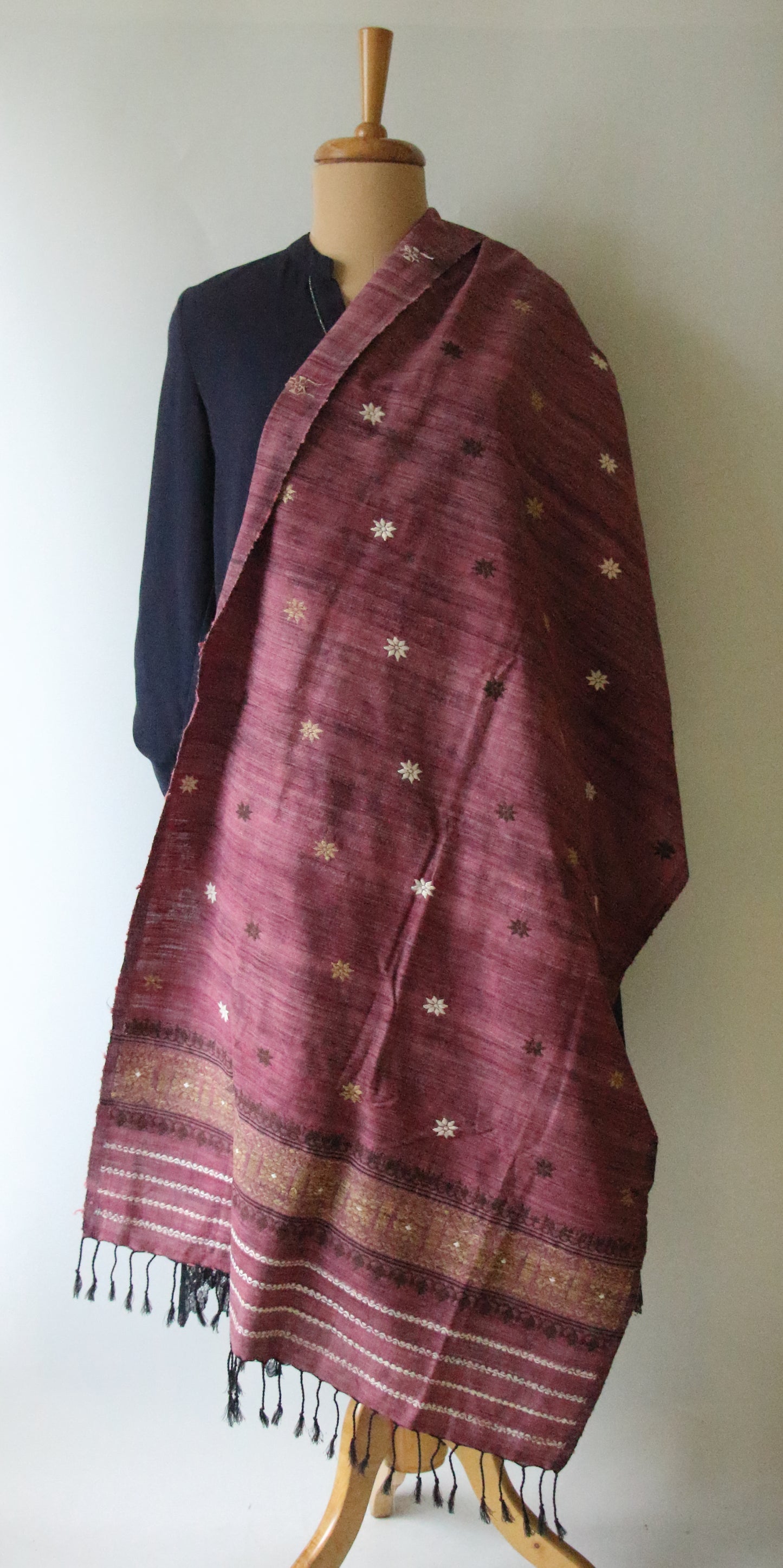 Natural dyed  Eri Silk Handwoven Scarf / Stole from Assam