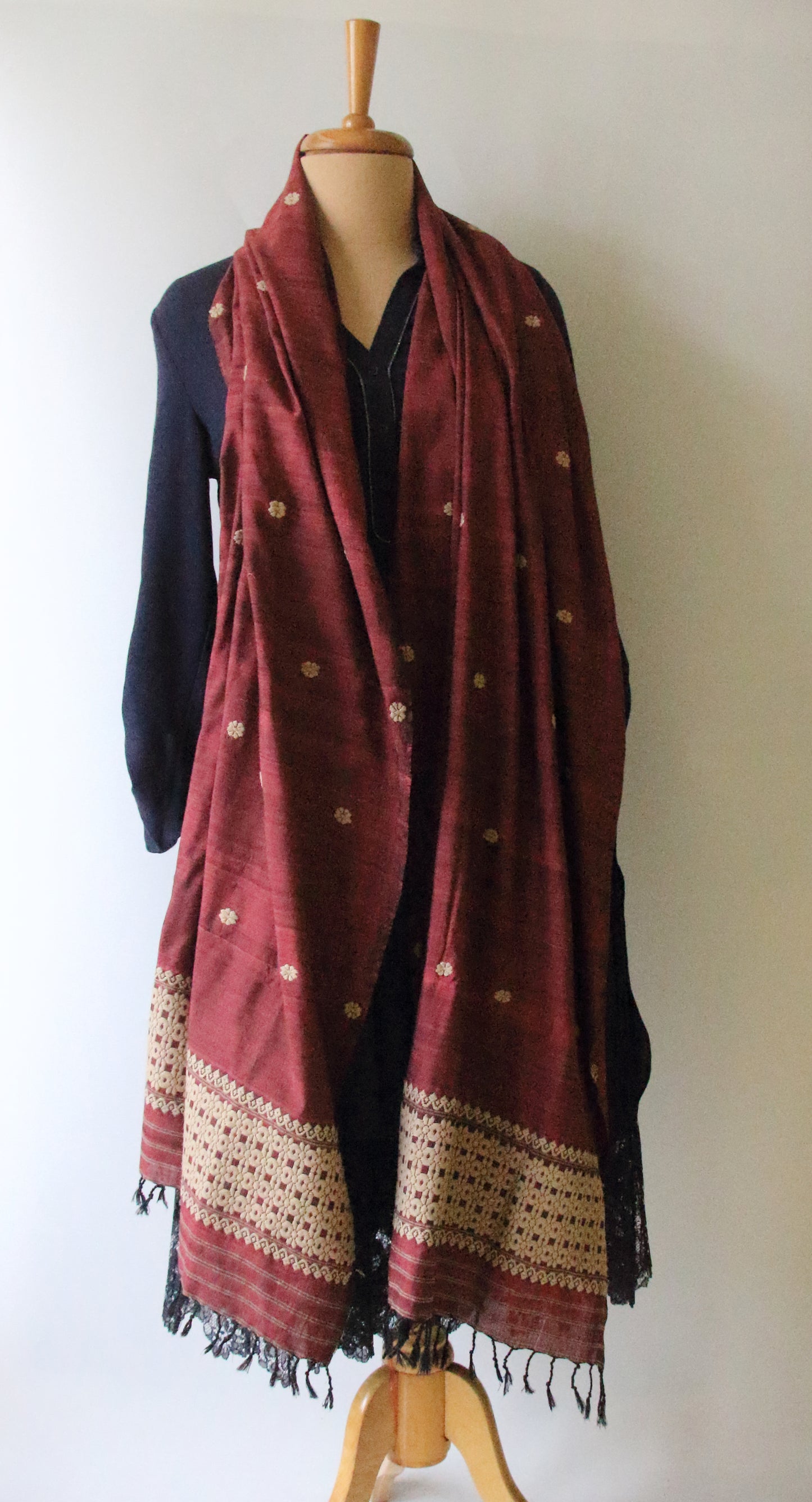 Handwoven Natural Dyed Eri Silk Dupatta / Wrap  from Assam