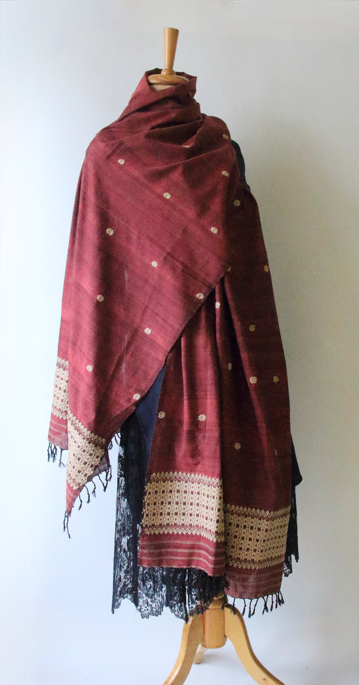 Handwoven Natural Dyed Eri Silk Dupatta / Wrap  from Assam