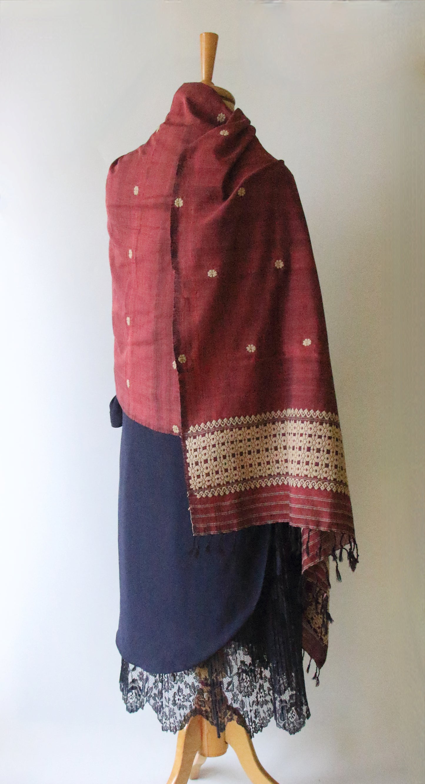 Handwoven Natural Dyed Eri Silk Dupatta / Wrap  from Assam