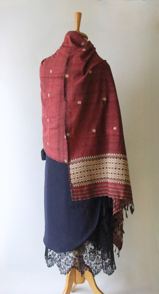 Handwoven Natural Dyed Eri Silk Dupatta / Wrap  from Assam