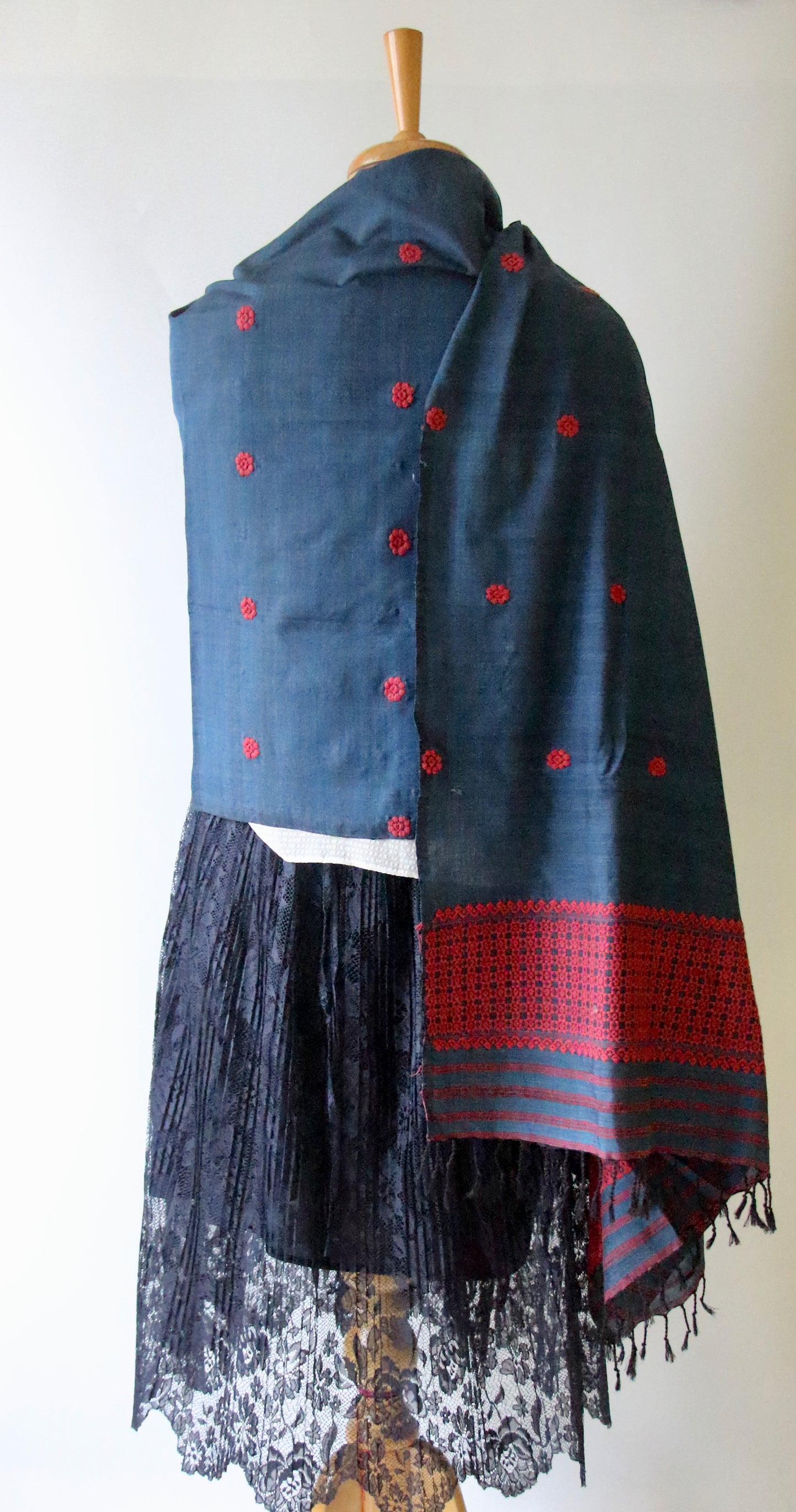 Handwoven Natural Indigo Dyed Eri Silk Dupatta / Wrap  from Assam