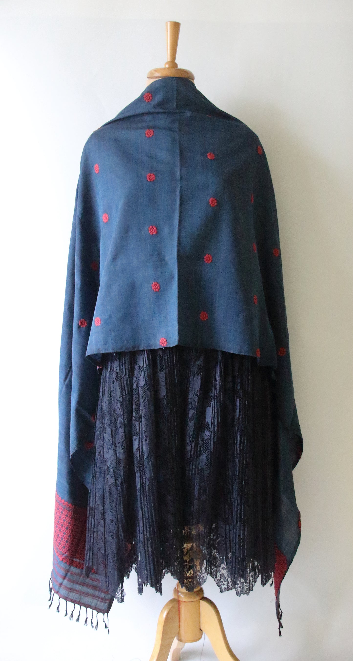 Handwoven Natural Indigo Dyed Eri Silk Dupatta / Wrap  from Assam