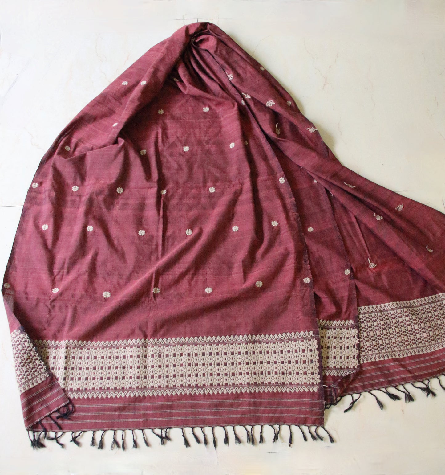 Handwoven Natural Dyed Eri Silk Dupatta / Wrap  from Assam