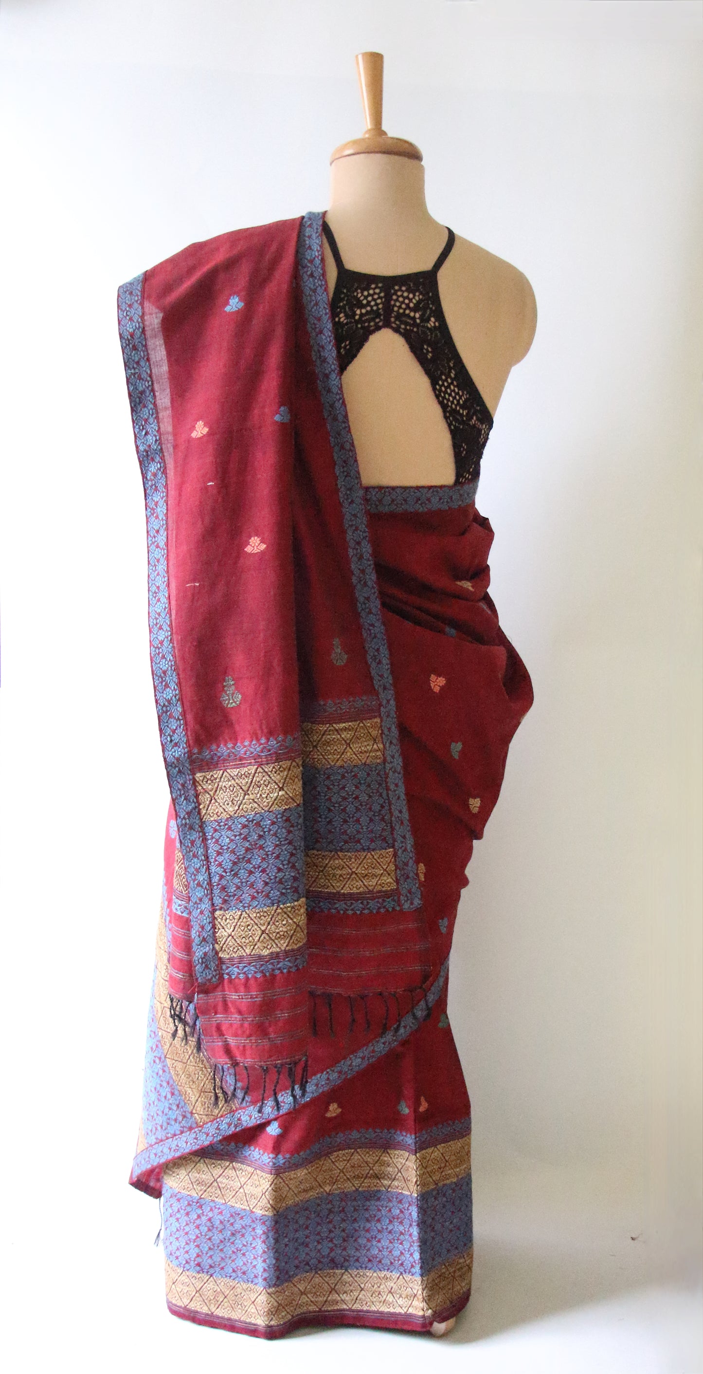 Natural Dyed Cotton Handloom Mekhela Chador Set from Assam