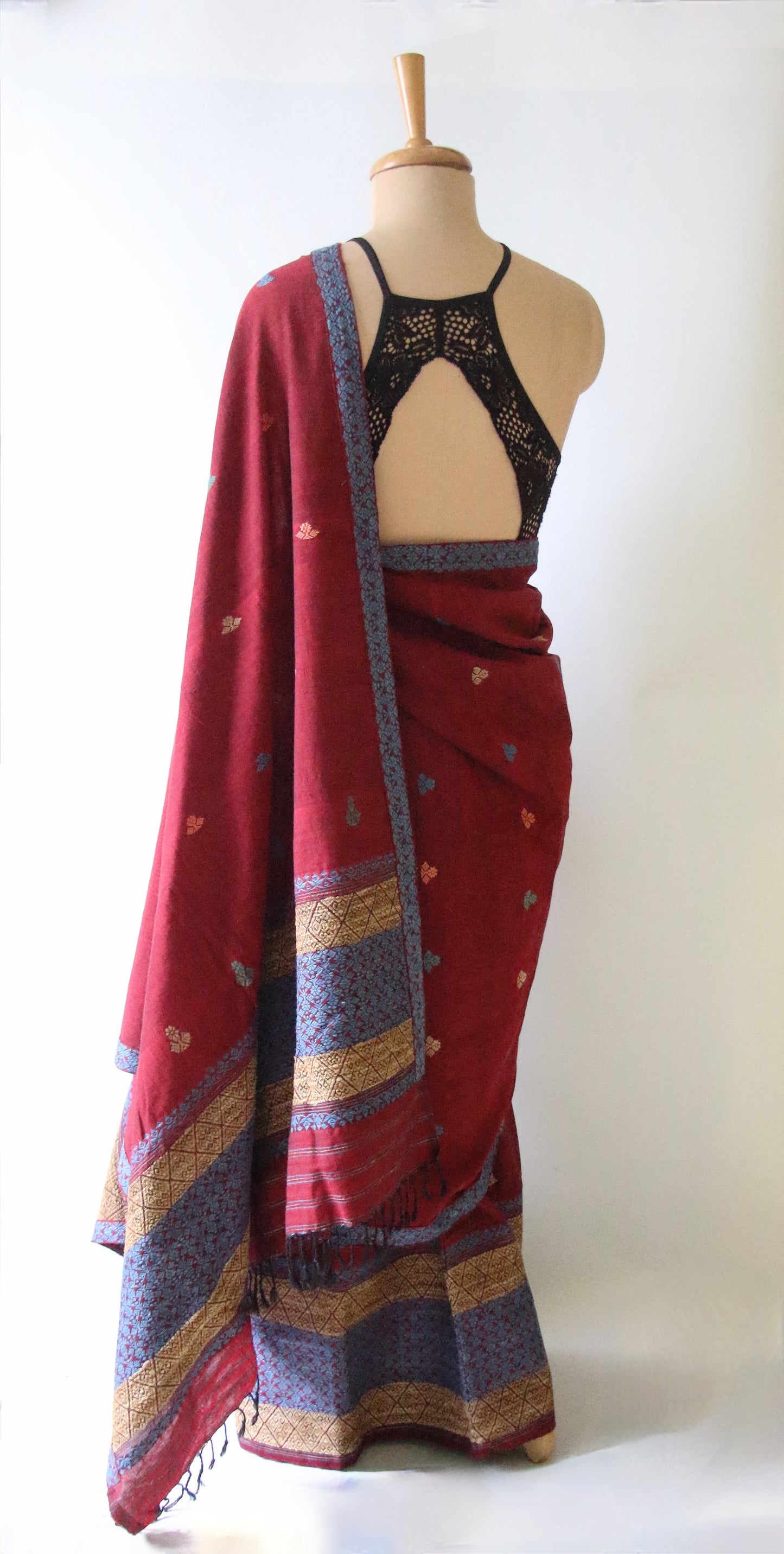 Natural Dyed Cotton Handloom Mekhela Chador Set from Assam