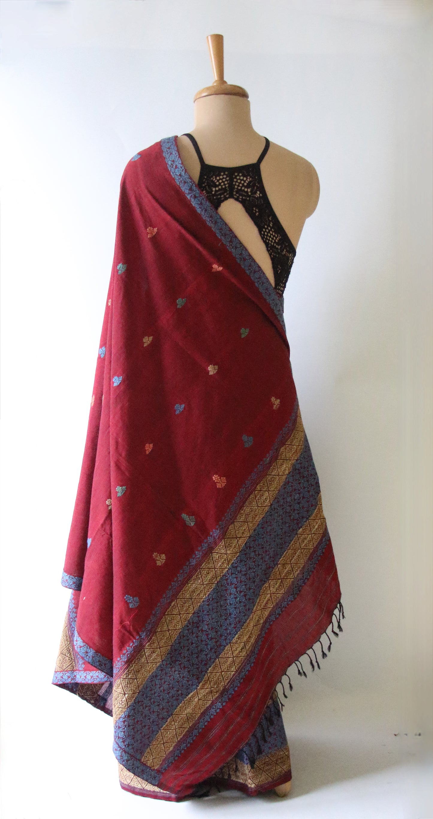 Natural Dyed Cotton Handloom Mekhela Chador Set from Assam