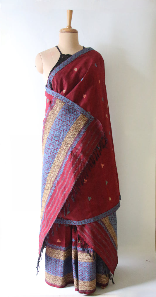Natural Dyed Cotton Handloom Mekhela Chador Set from Assam