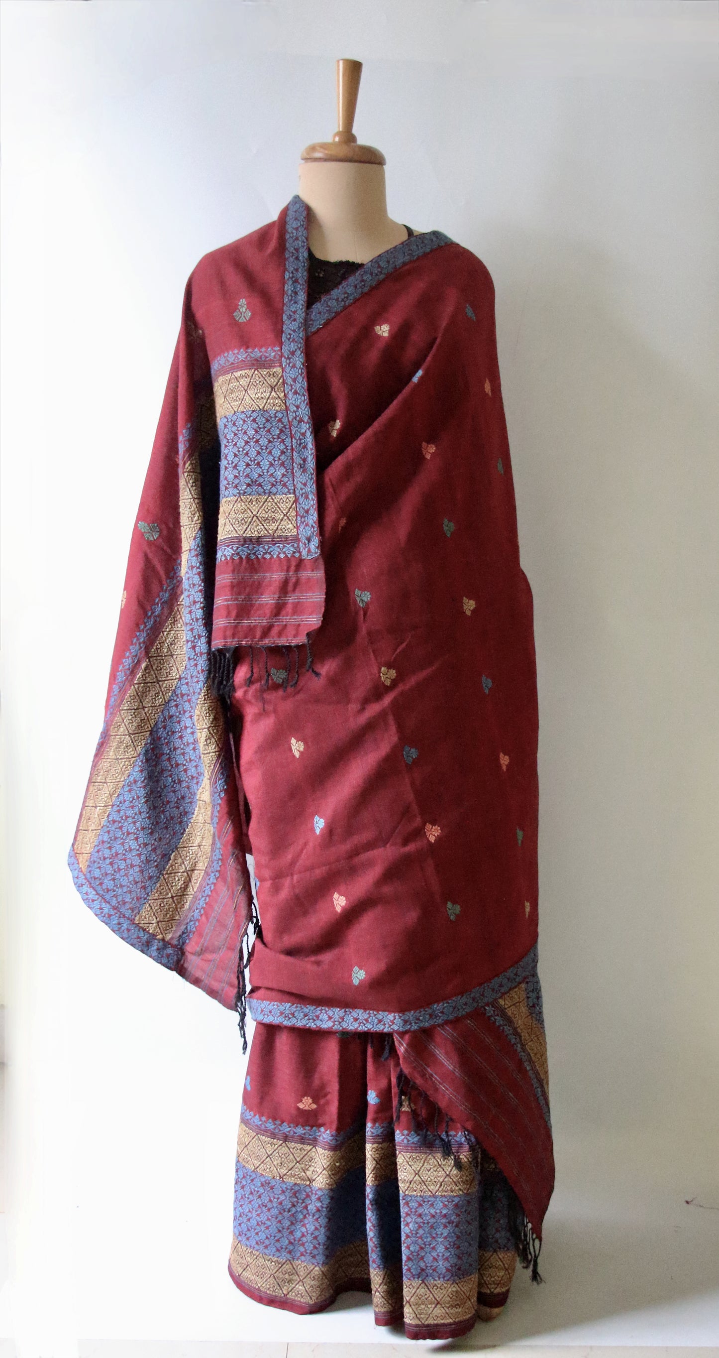 Natural Dyed Cotton Handloom Mekhela Chador Set from Assam