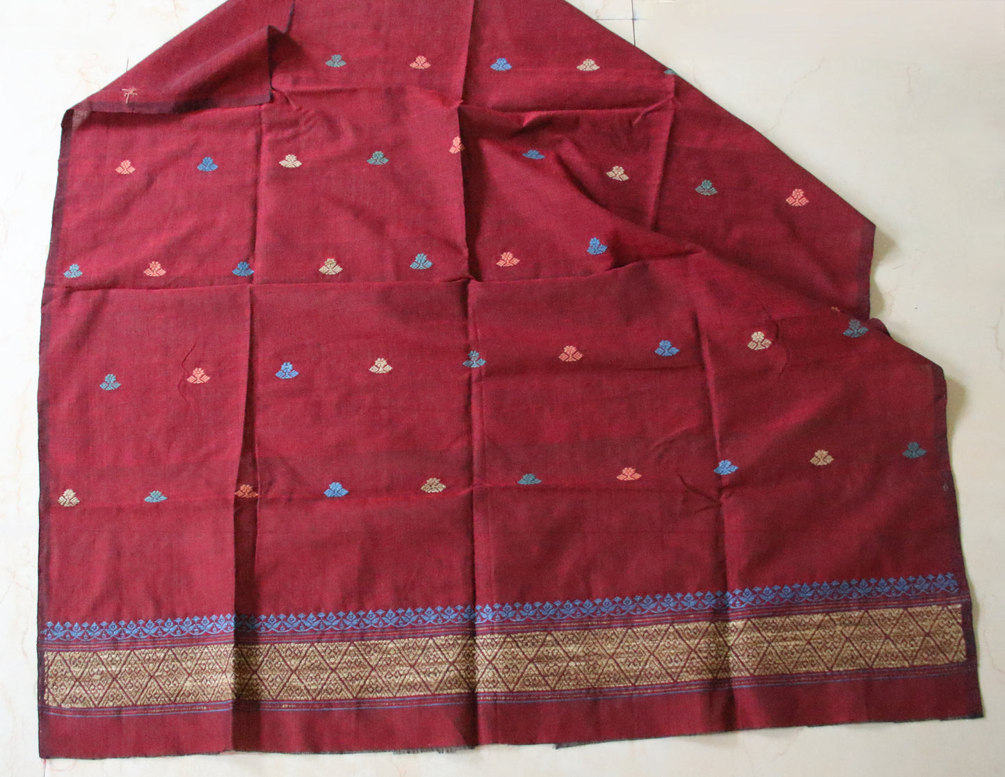 Natural Dyed Cotton Handloom Mekhela Chador Set from Assam