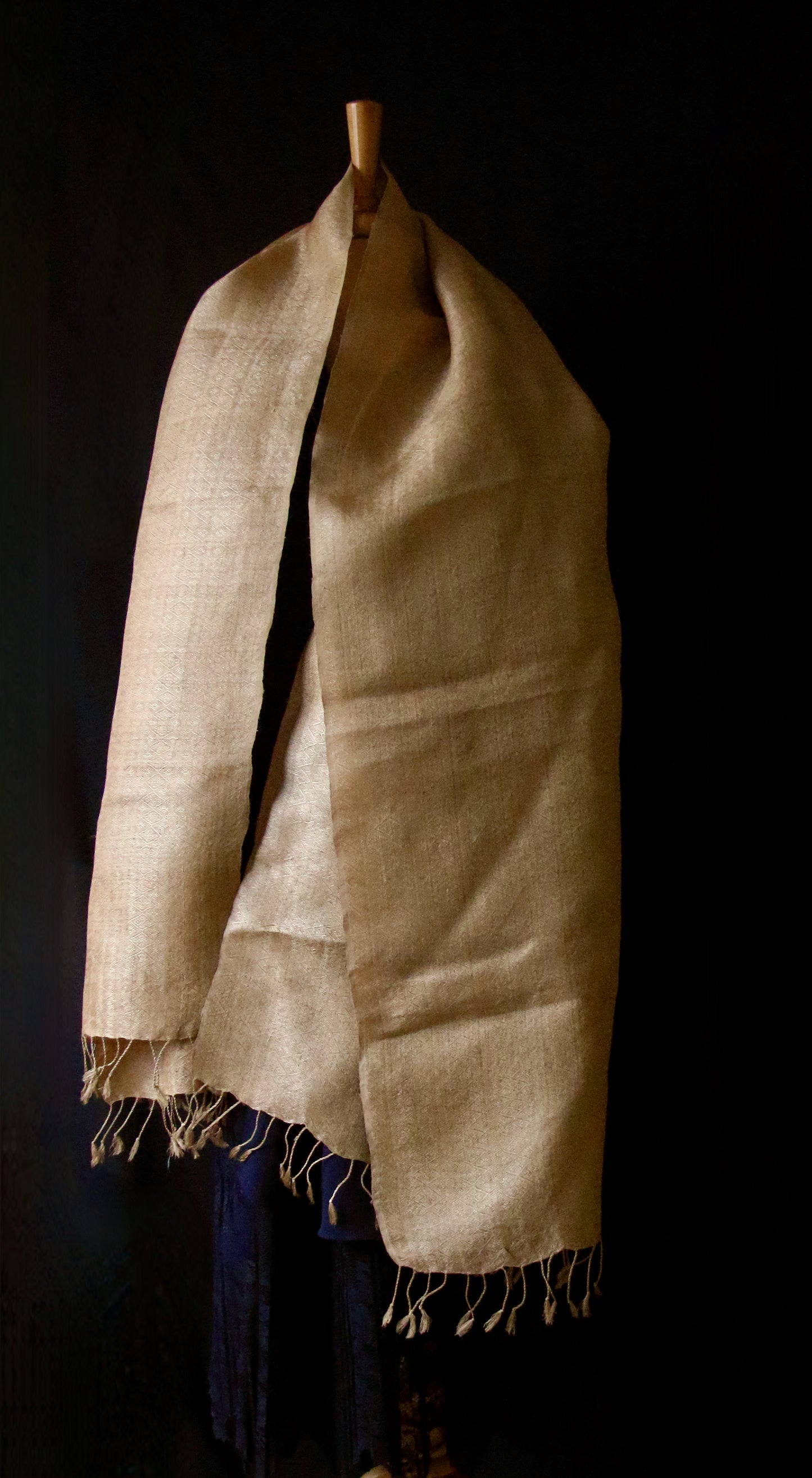 Luxurious Muga Silk Scarf / Stole with all over motifs from Assam